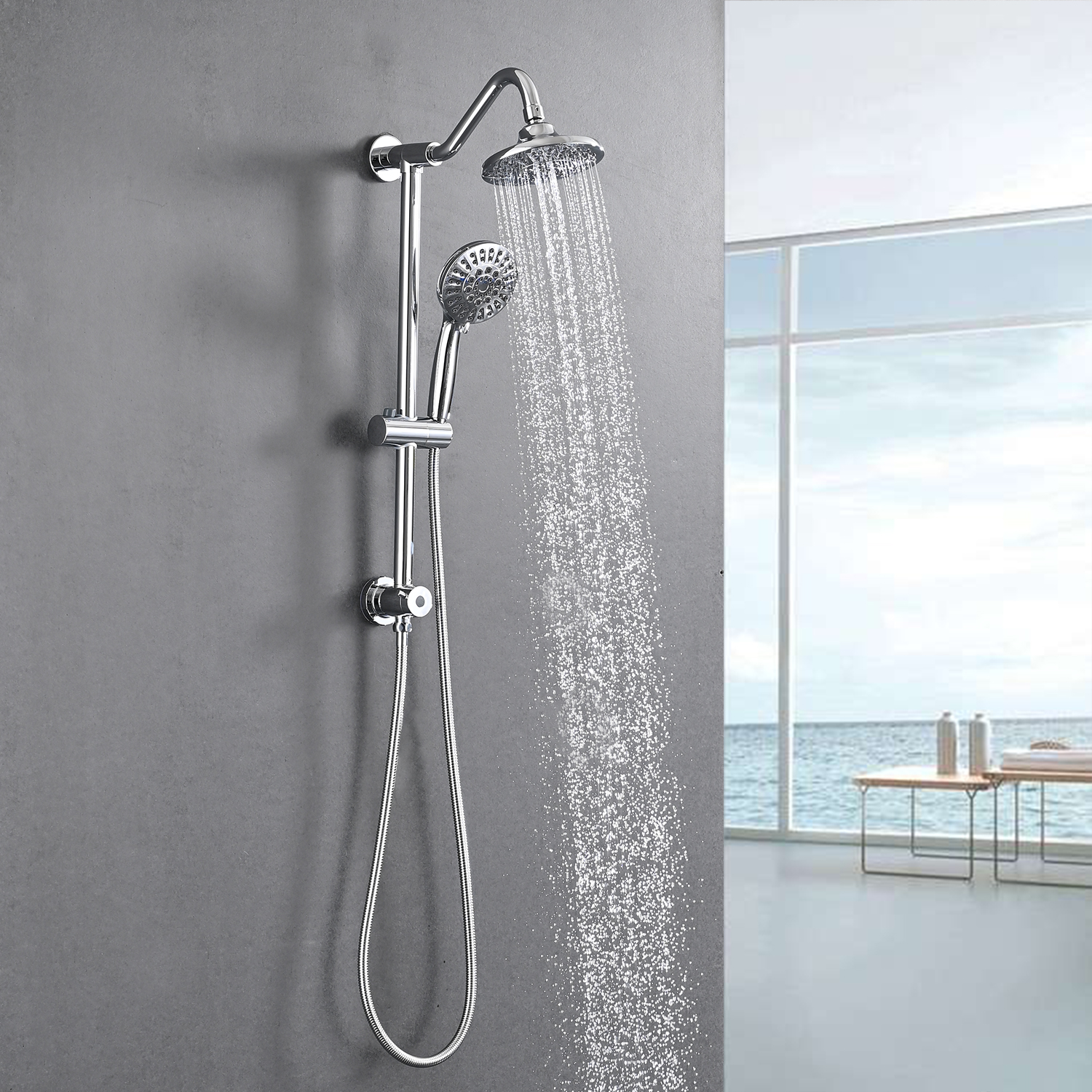 rain shower system with handheld shower head
