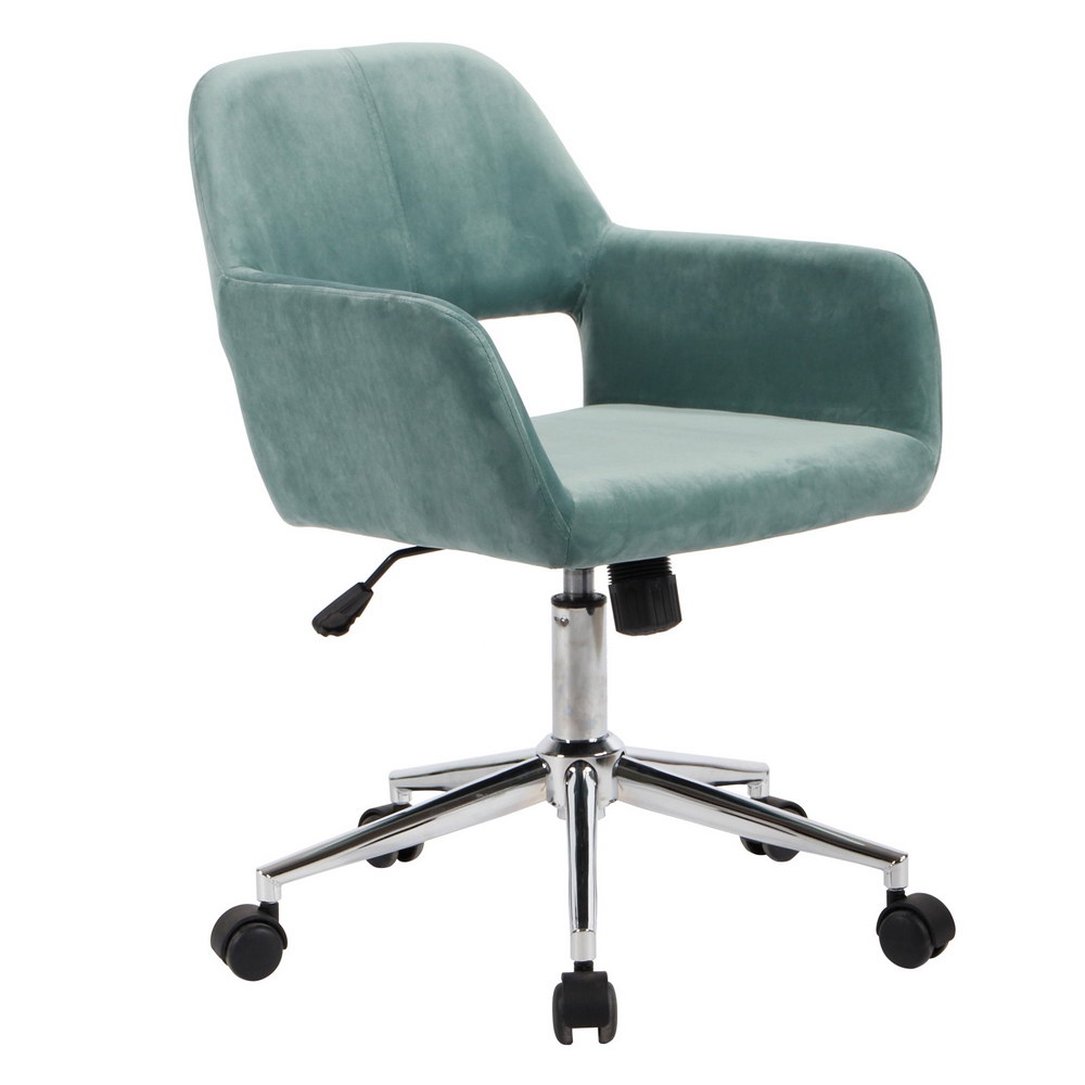 Velvet Adjustable Swivel Office Chair, Aqua-Boyel Living