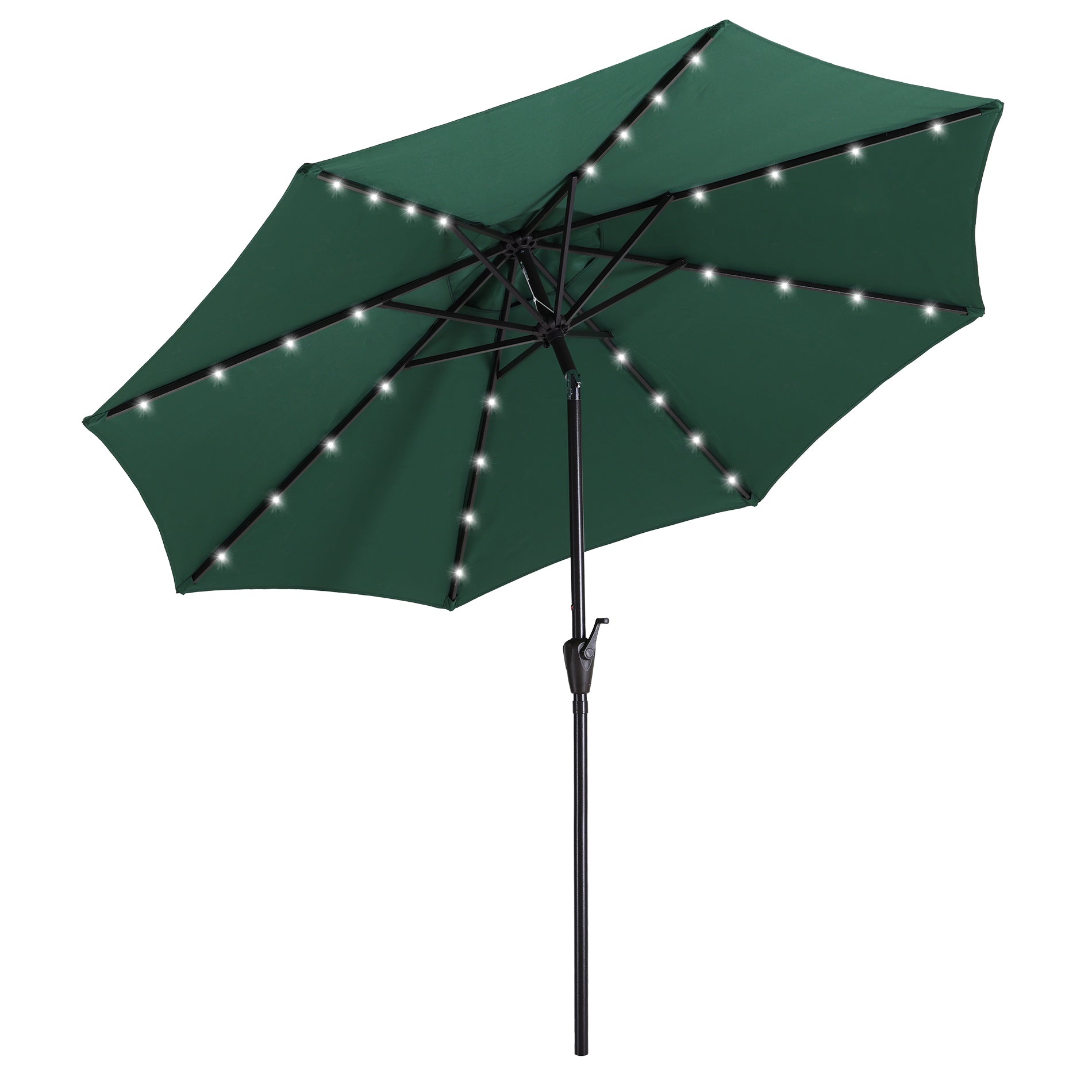 9Ft Patio Cast Aluminum Umbrella with 32 LED Solar Lights-Boyel Living