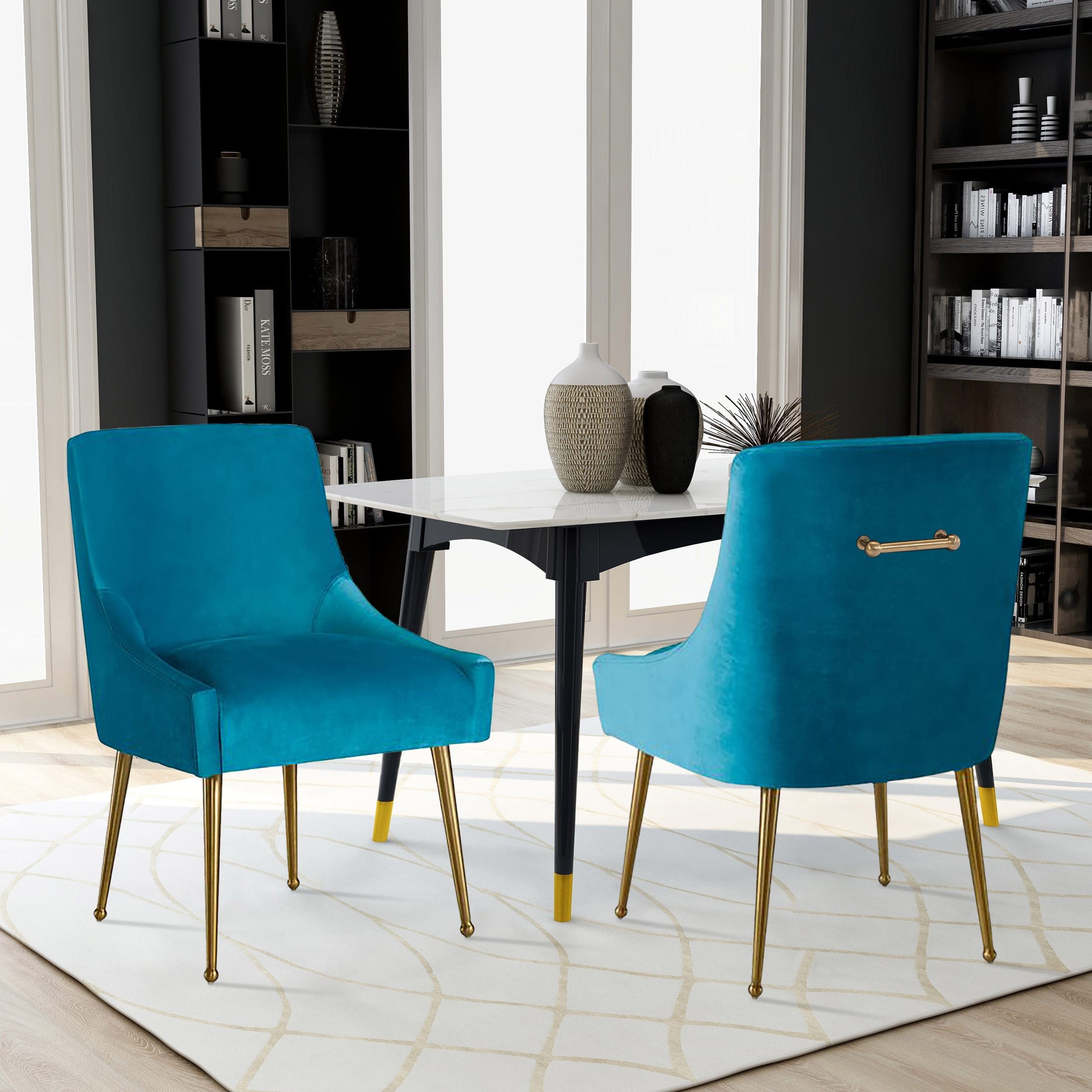 Velvet Dining Chair, Accent Side Chair With Adjustable Foot Nails, Set of 2-Boyel Living