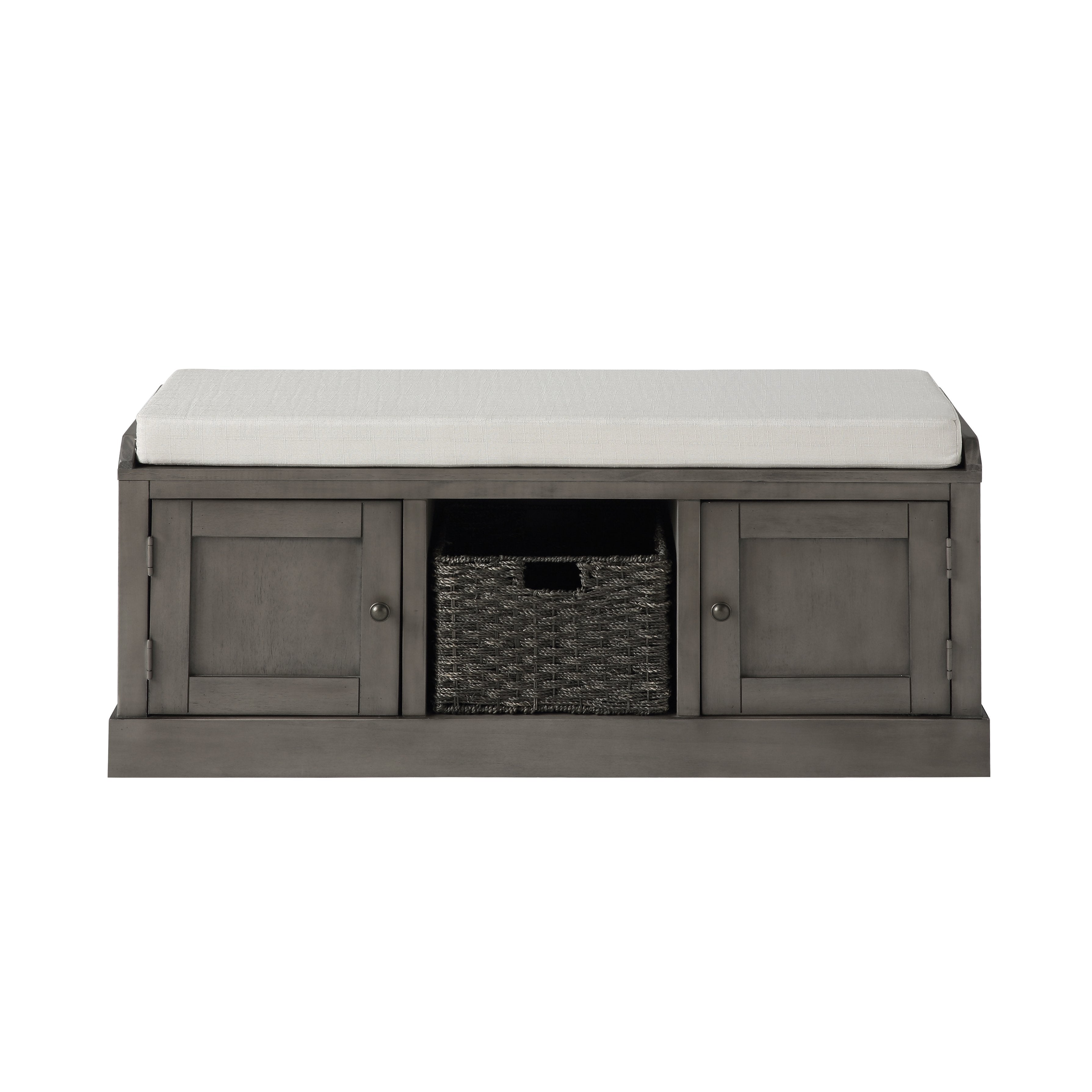 Boyel Living Homes Collection Wood Storage Bench with 2 Cabinets and 1 Basket-Boyel Living