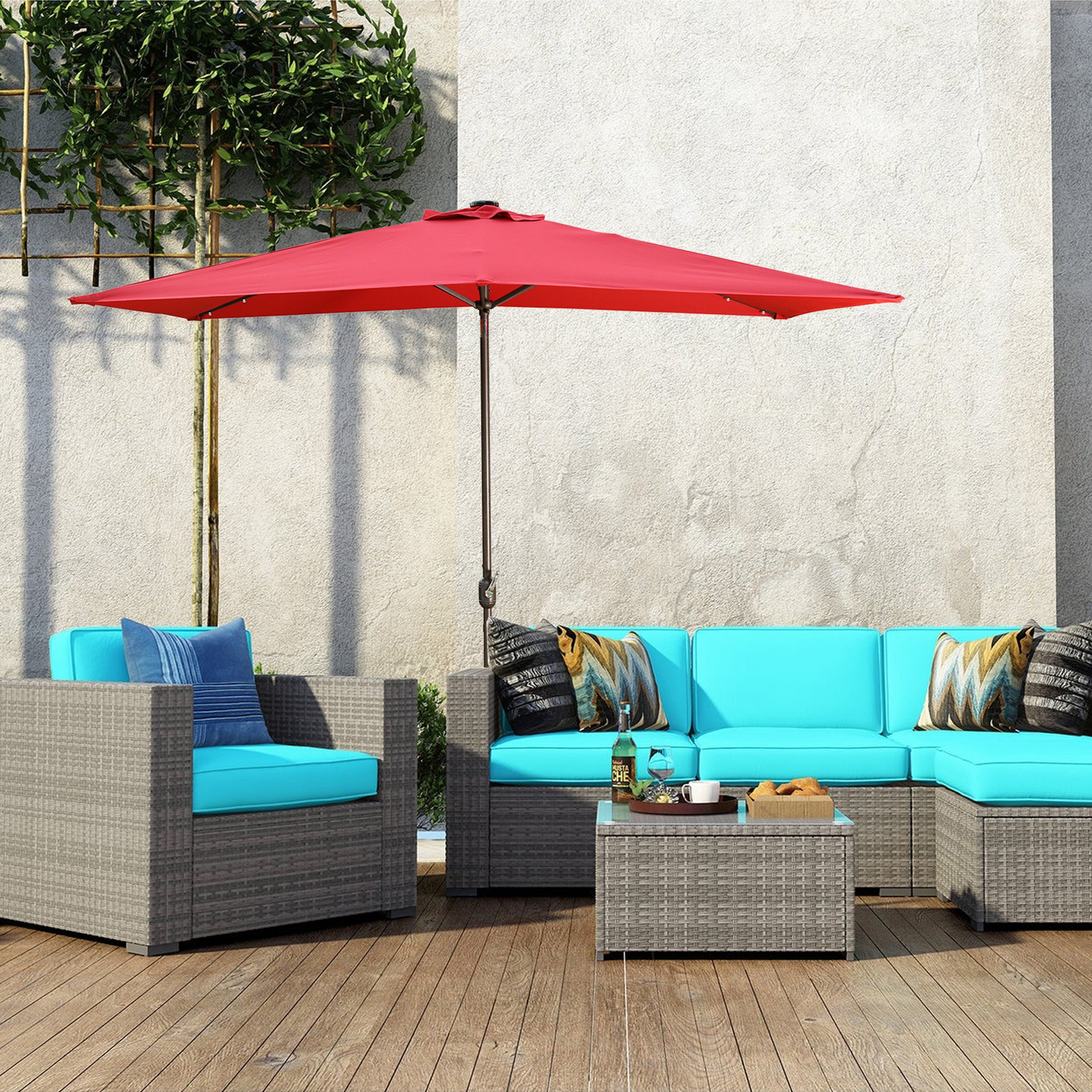 10' x 6'5 Rectangular Lighted Market Umbrella-Boyel Living