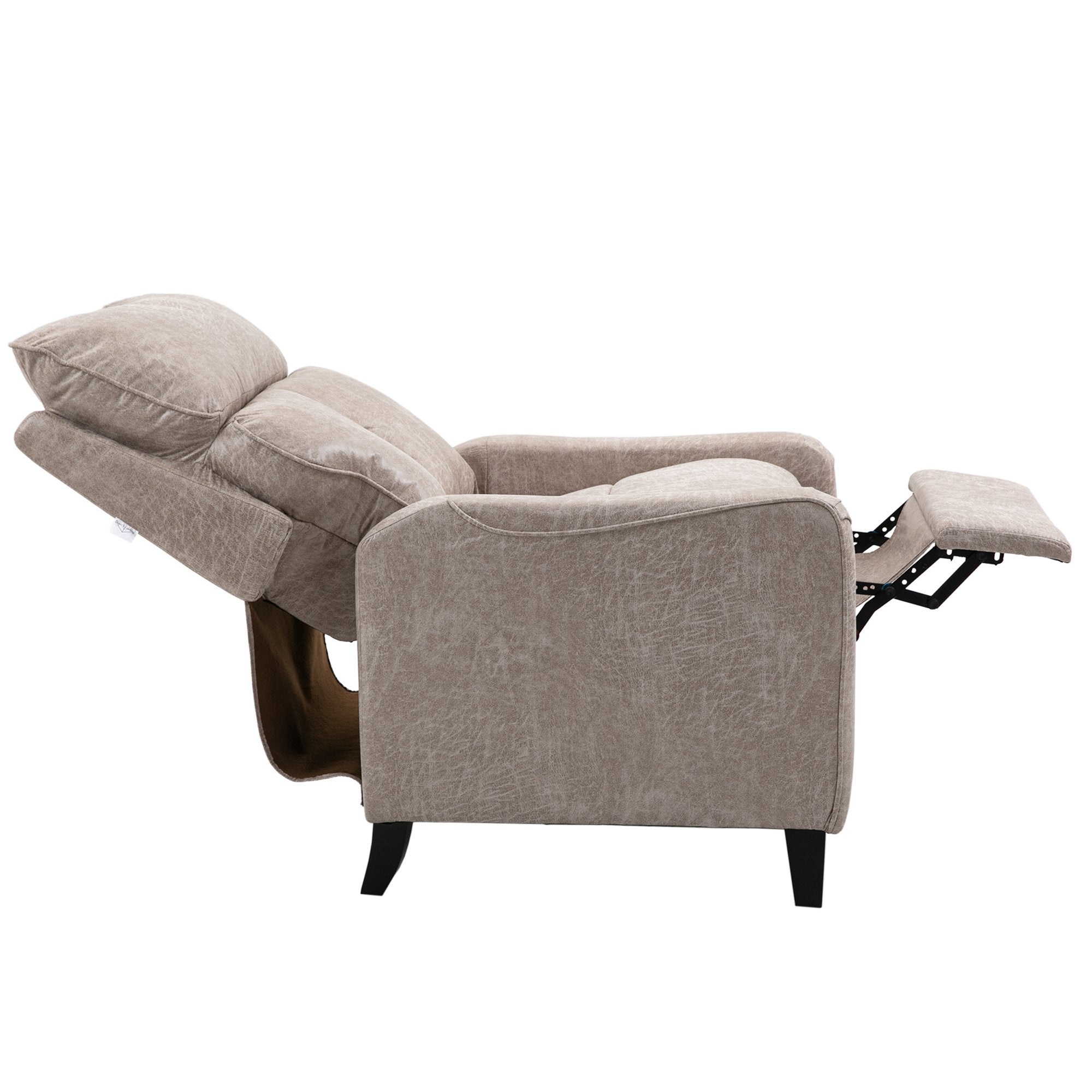 Microfiber Manual Glider Club Recliner, Light Grey/Light Brown/Dark Brown-Boyel Living