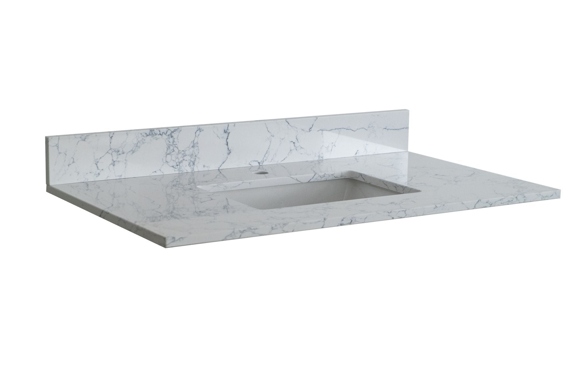 31"x 22" bathroom stone vanity top Carrara  jade engineered marble color with undermount ceramic sink and single faucet hole with backsplash-Boyel Living
