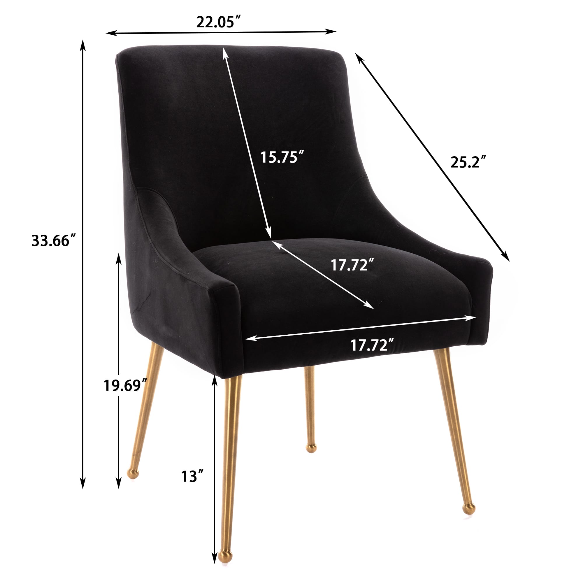 Velvet Dining Chair, Accent Side Chair With Adjustable Foot Nails, Set of 2-Boyel Living