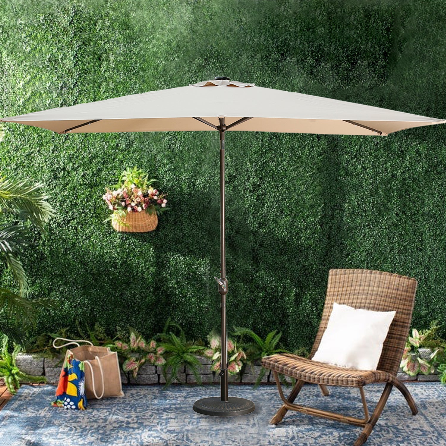 10' x 6'5 Rectangular Lighted Market Umbrella-Boyel Living