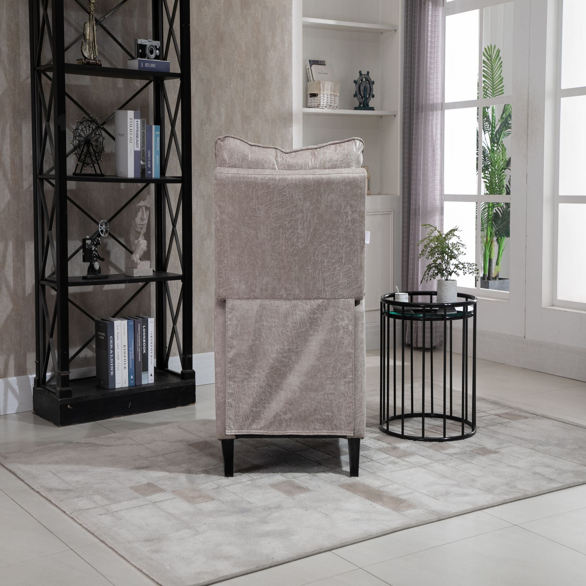 Microfiber Manual Glider Club Recliner, Light Grey/Light Brown/Dark Brown-Boyel Living