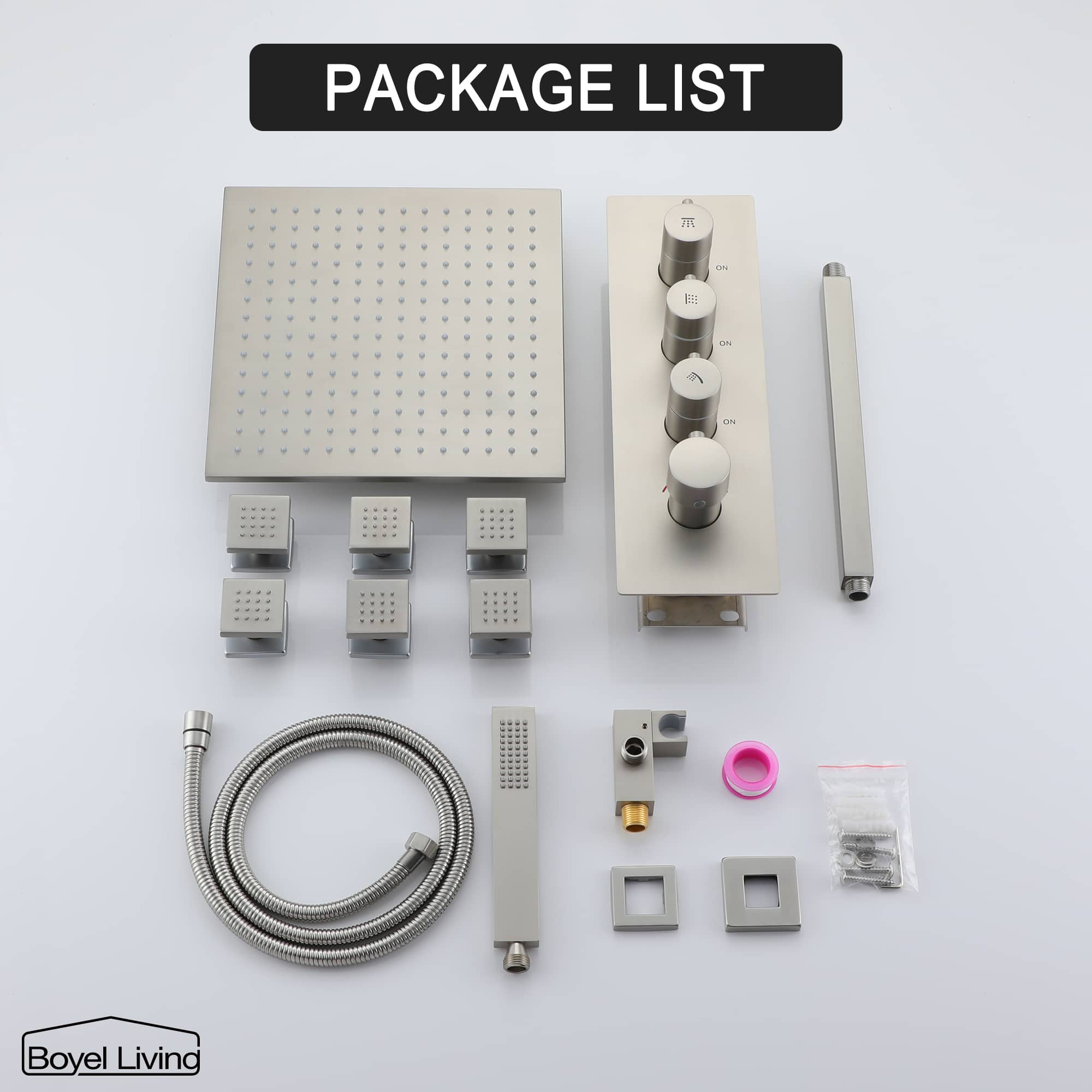 Boyel Living Luxury 6 Jets Thermostatic Shower System Combo Set with Ceiling Rainfall Shower Head and Handshower-Boyel Living