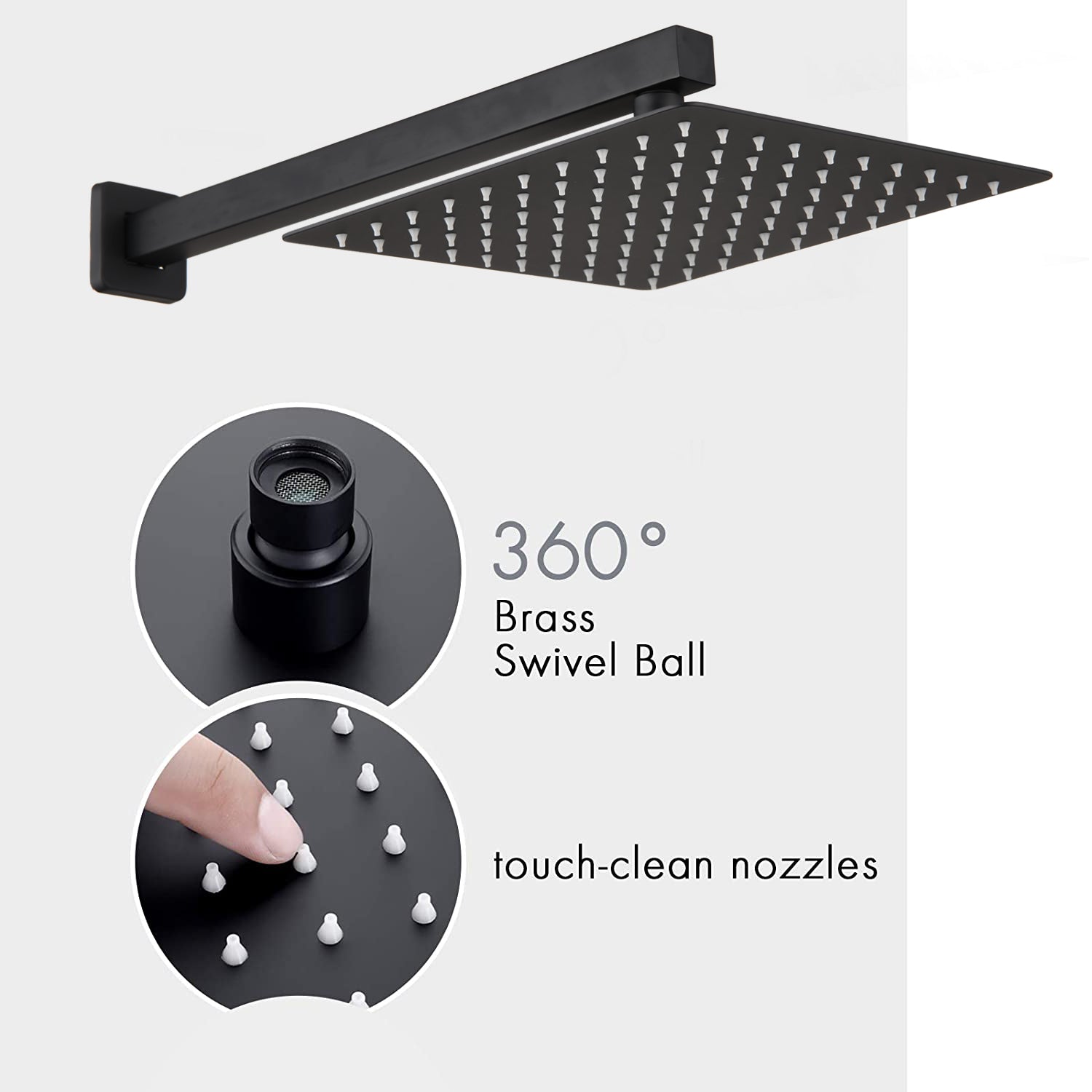 Boyel Living 3-Function Shower System with 2.5 GPM 12 in. Wall Mount Shower Head and Bathtub Faucet and Handheld in Matte Black-Boyel Living
