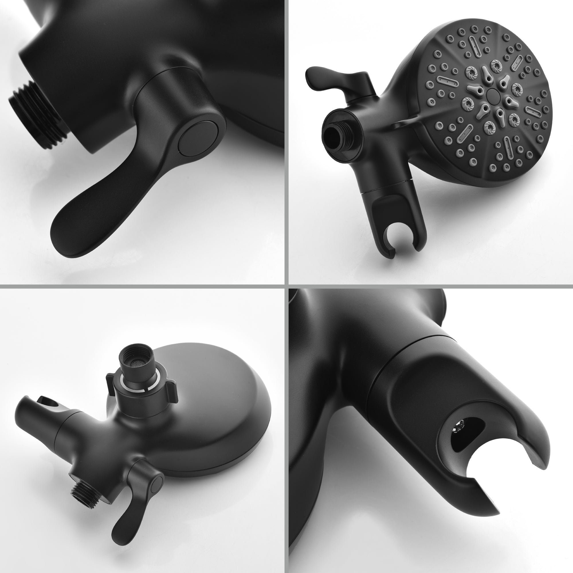 5-Spray Patterns with 2.5 GPM 4.72 in. Wall Mount Dual Shower Heads in Matte Black (Valve and Handle Trim Not Included)-Boyel Living