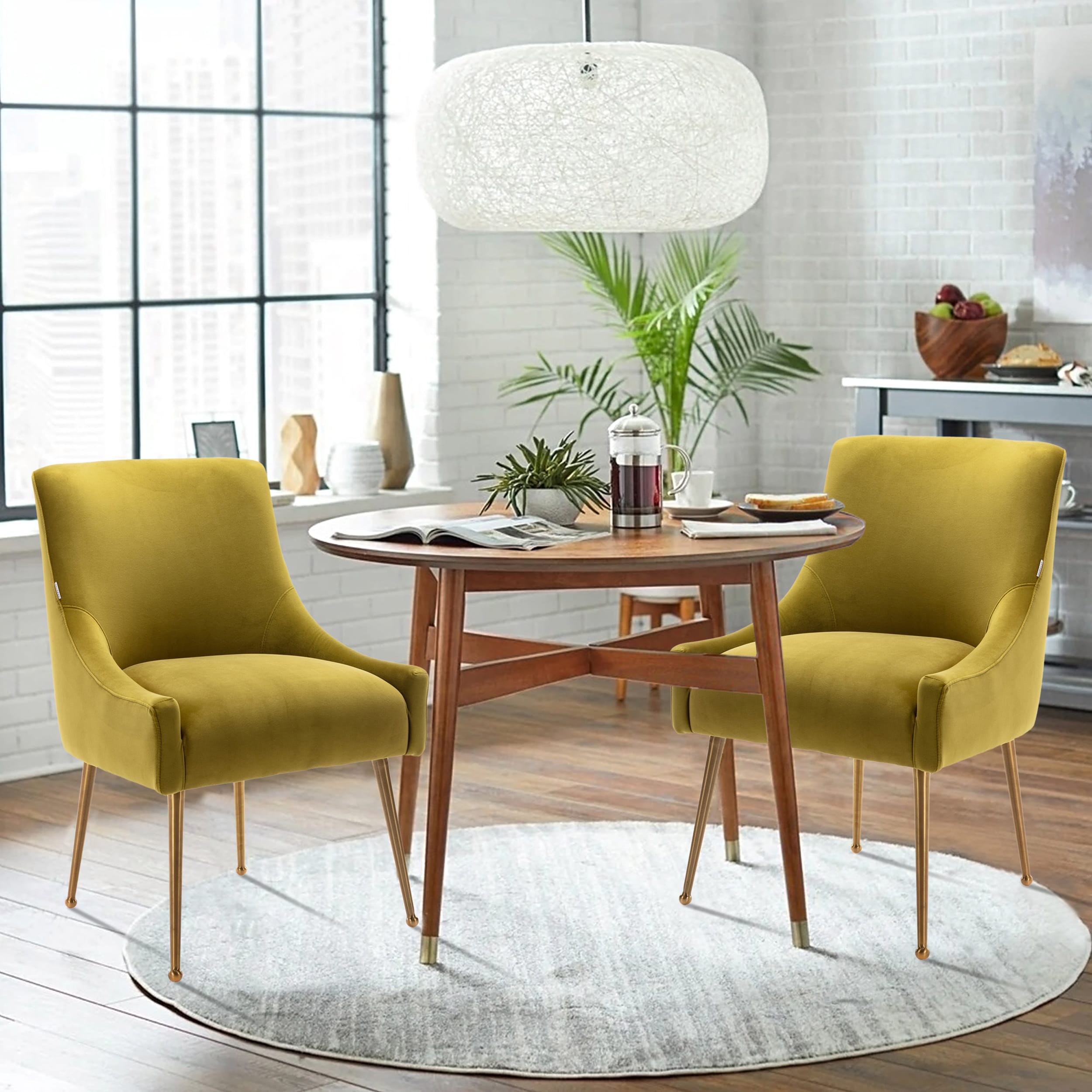 Velvet Dining Chair, Accent Side Chair With Adjustable Foot Nails, Set of 2-Boyel Living