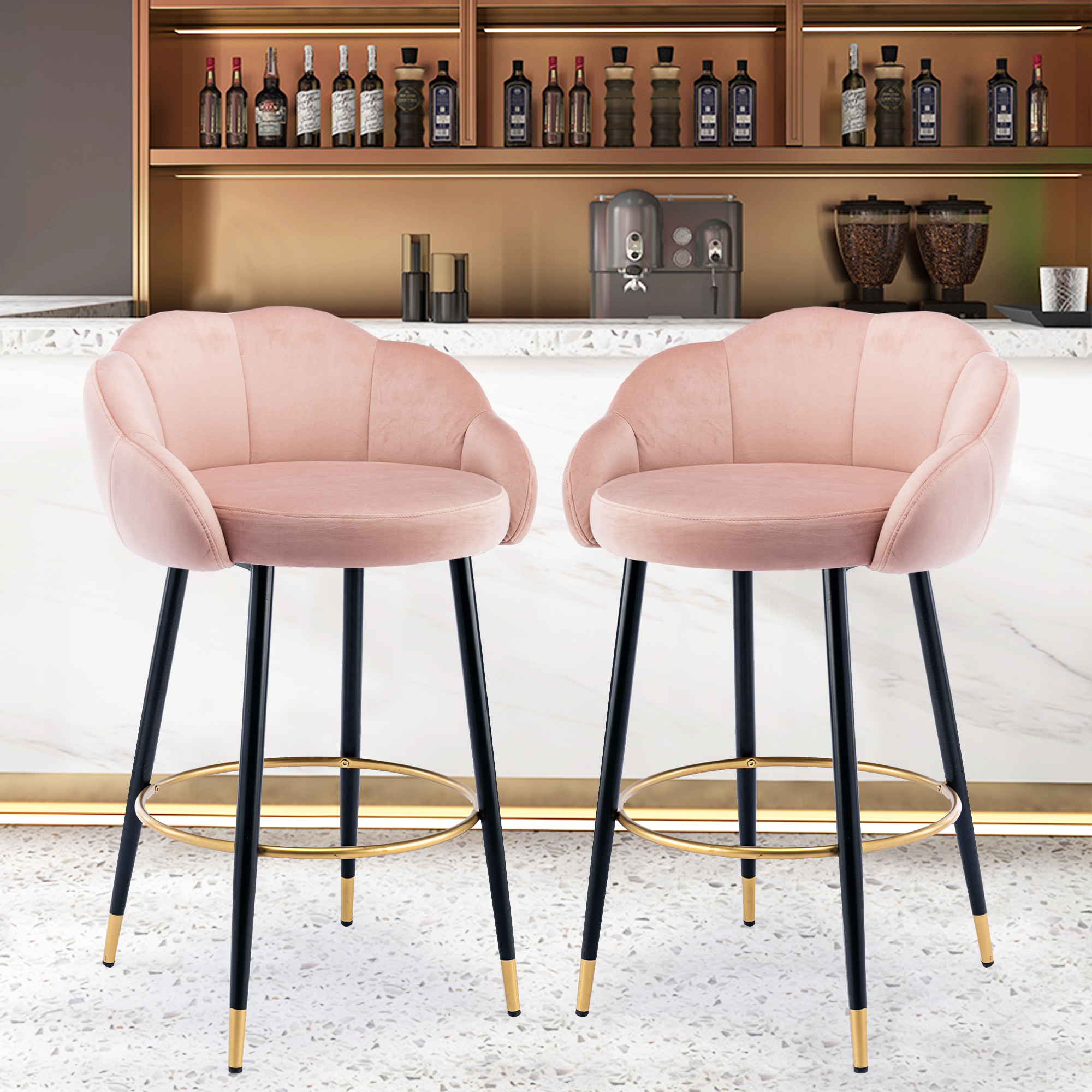 COOLMORE  2PC Bar Stools with Back and Footrest Counter Height Dining Chairs-Boyel Living