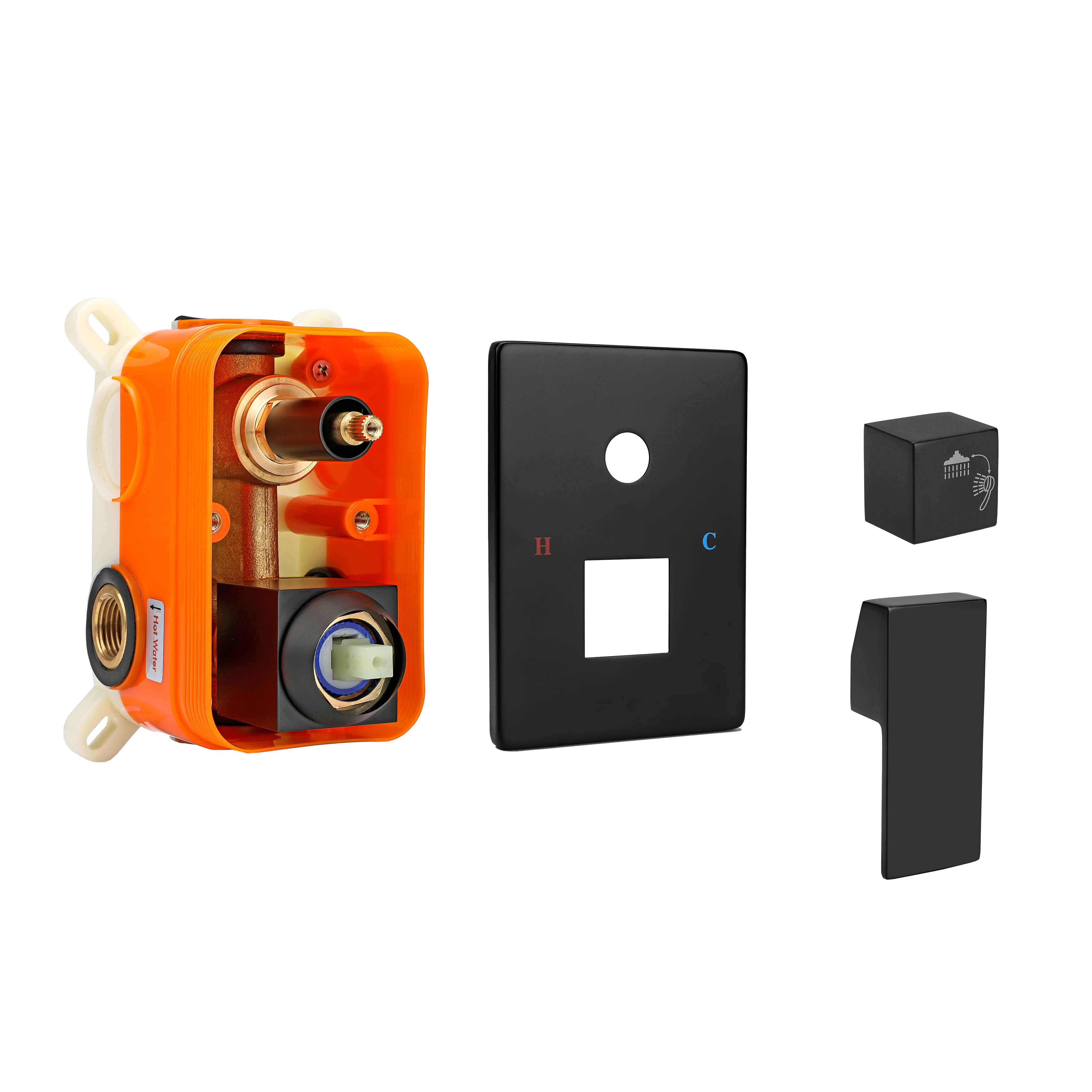 10 in. Square High Pressure Rain Shower System with Embedded Box in Matte Black-Boyel Living