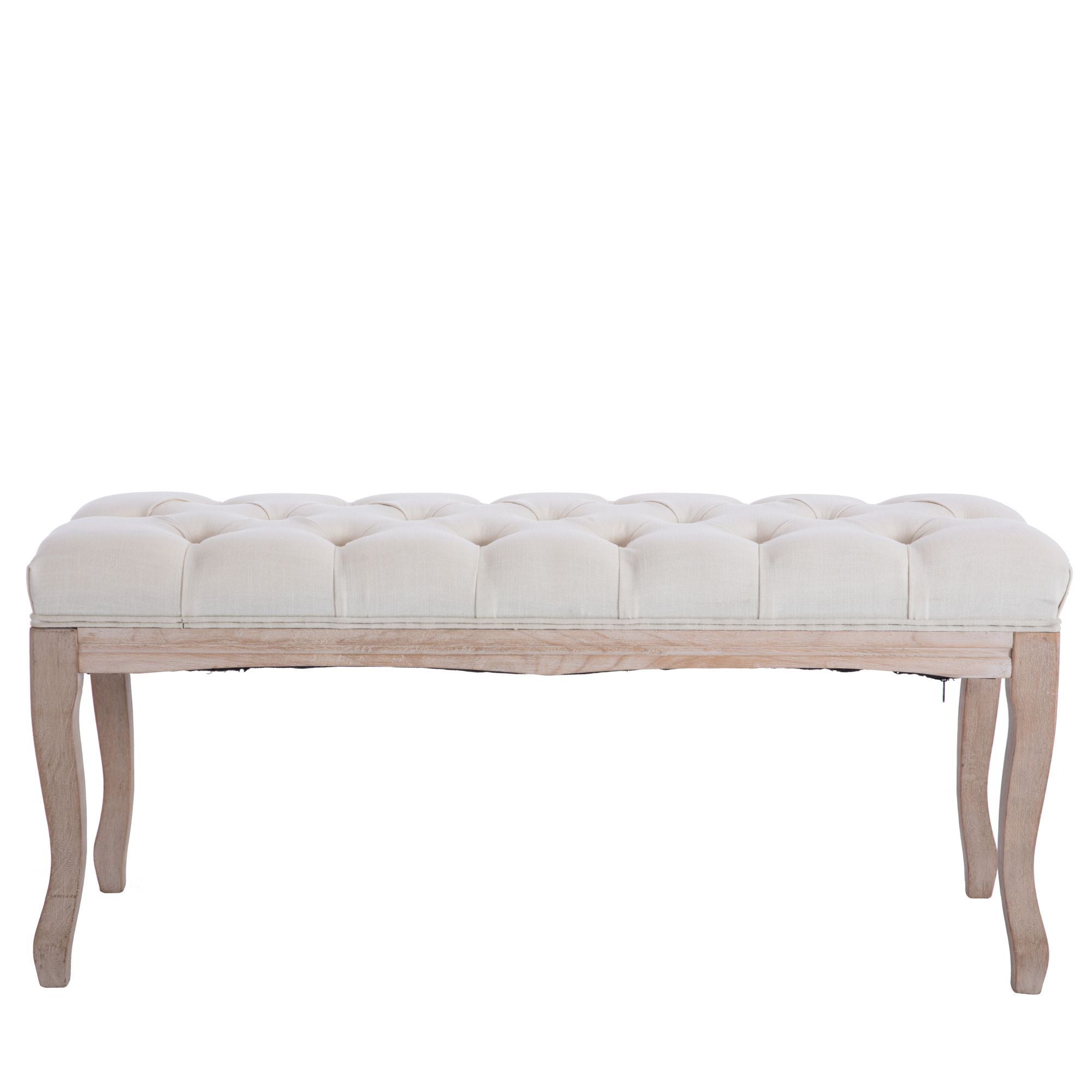 French Style Natural Rubber Wood Bench,Beige-Boyel Living