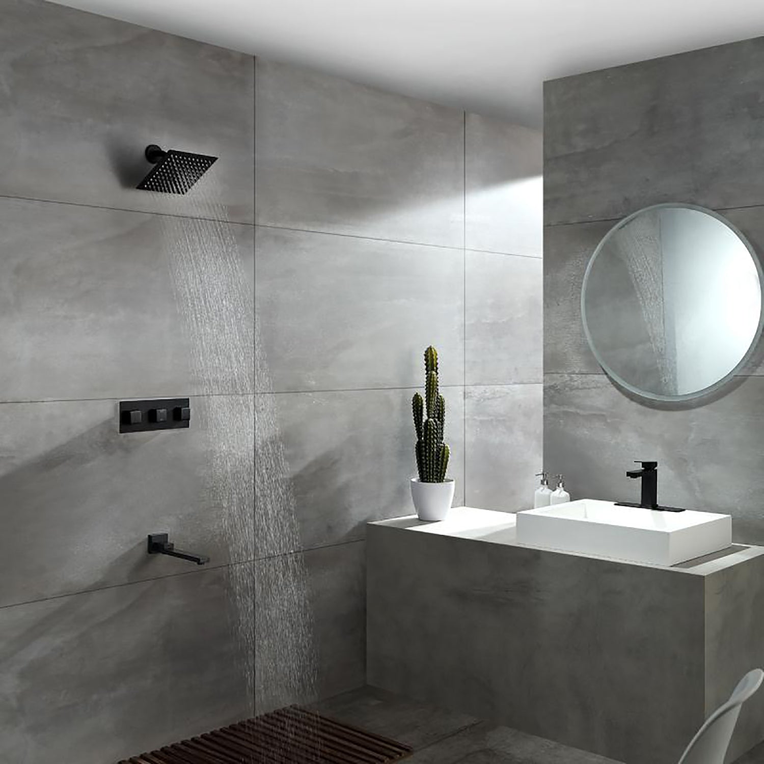 Black Single Hole Single Handle Bathroom Sink Faucet with Deck Plate and Water Supply Hoses-Boyel Living