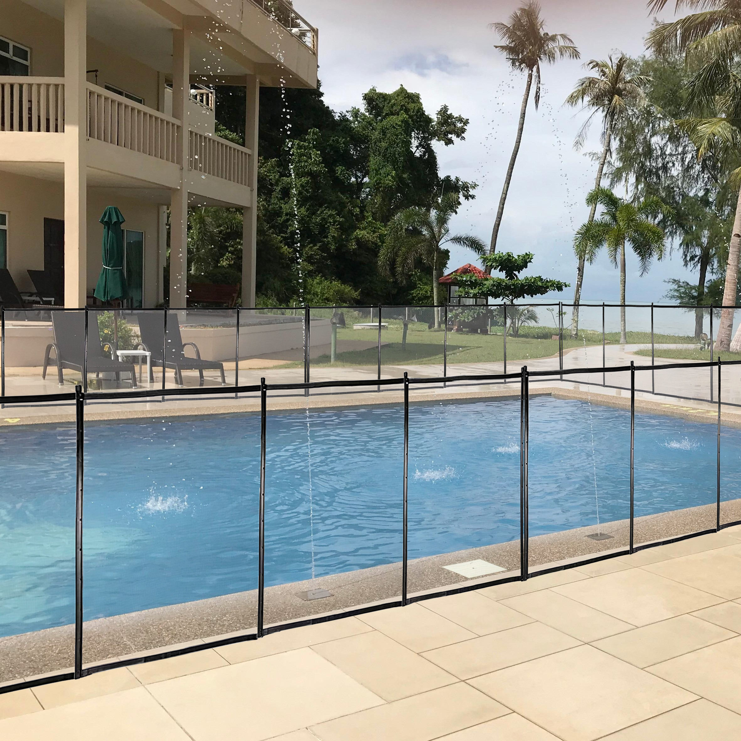 12x4 Ft Outdoor Pool Fence With Section Kit,Removable Mesh Barrier,For Inground Pools,Garden And Patio,Black-Boyel Living