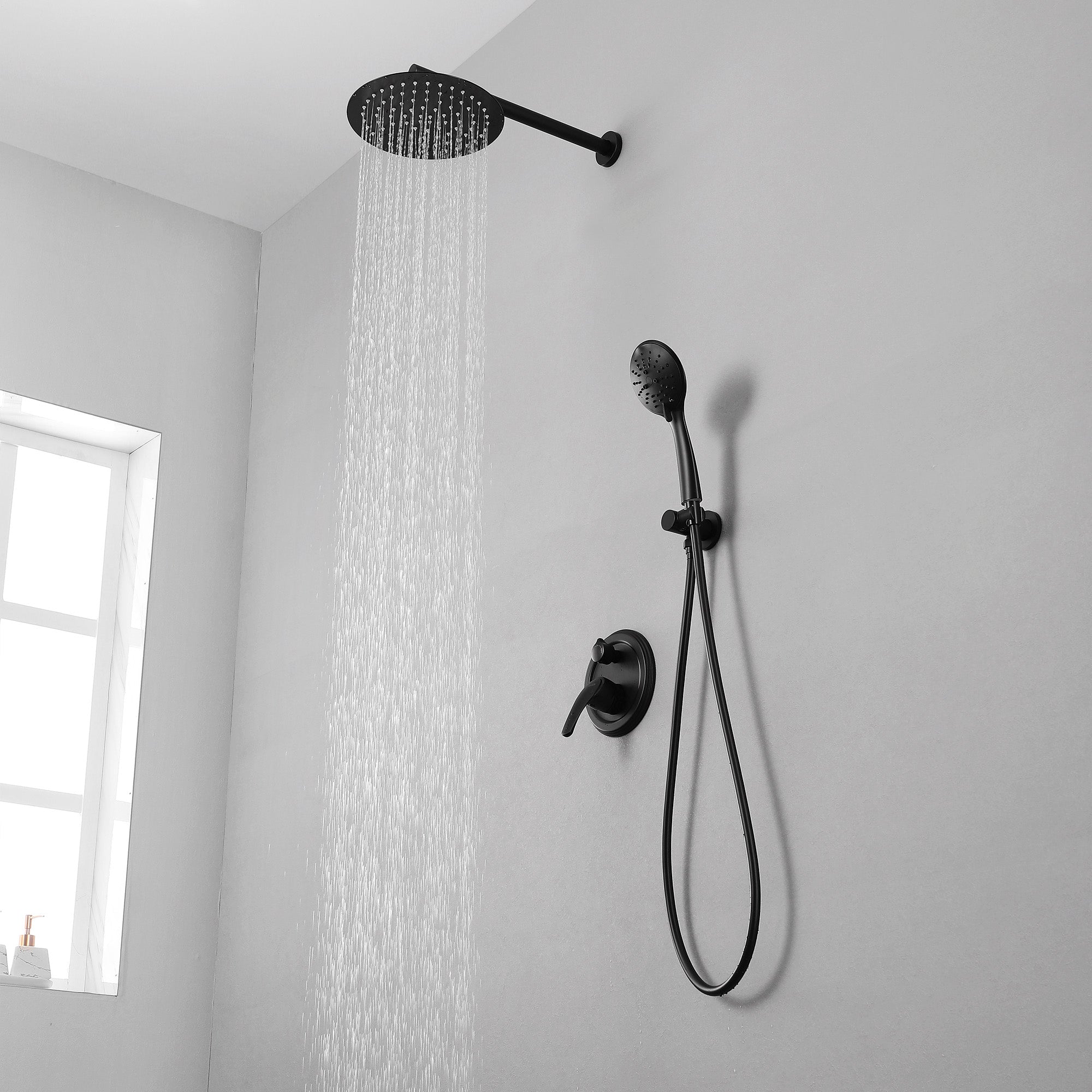 Boyel Living 3.2 GPM Rain Shower System Wall Mount Dual Shower Heads System with Handheld-Boyel Living