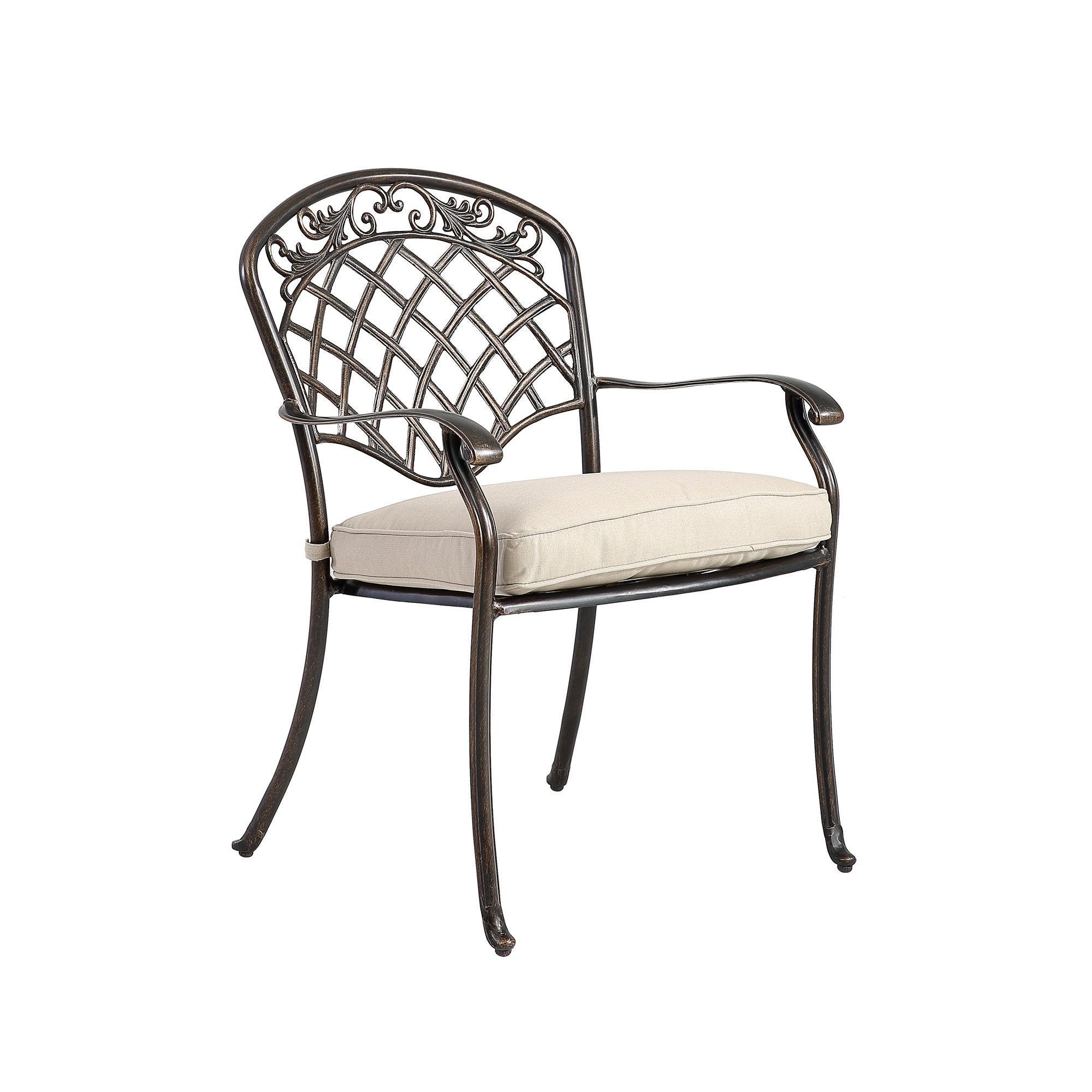 Set of 6  cast aluminum mesh-back dining chairs-Boyel Living