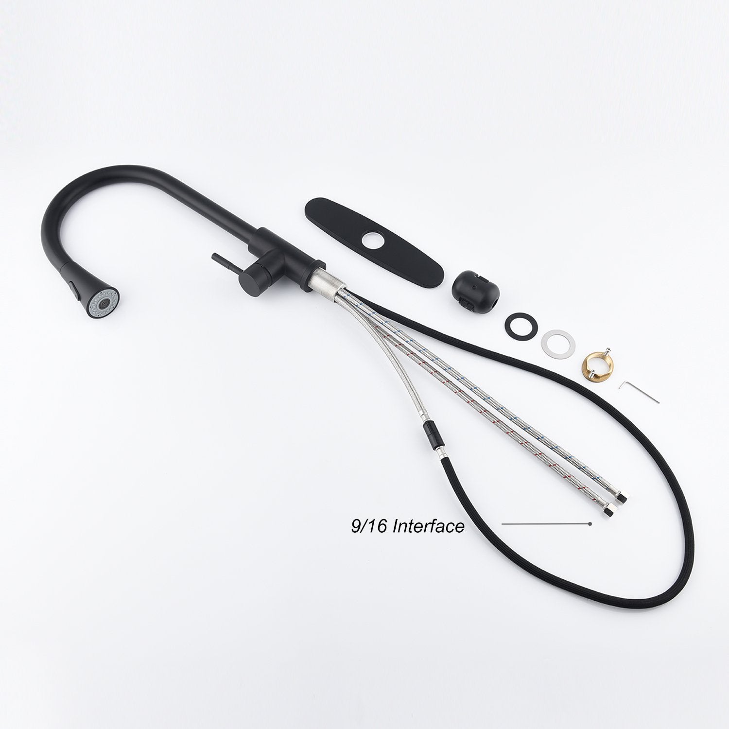 Kitchen Faucet with Pull Out Sprayer in Matte Black-Boyel Living