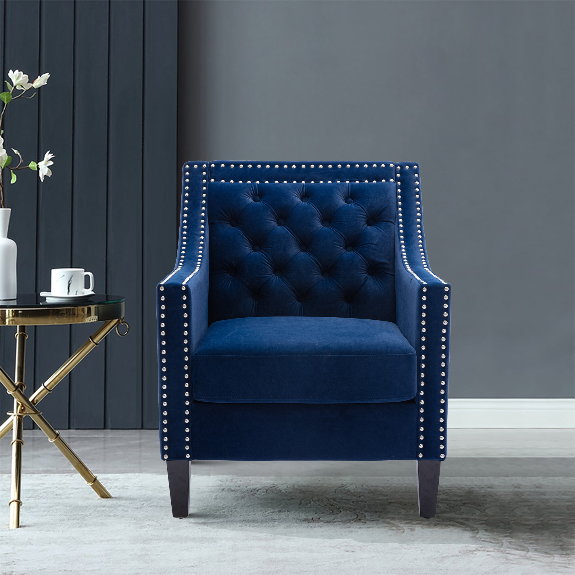 COOLMORE  accent armchair living room chair  with nailheads and solid wood legs-Boyel Living