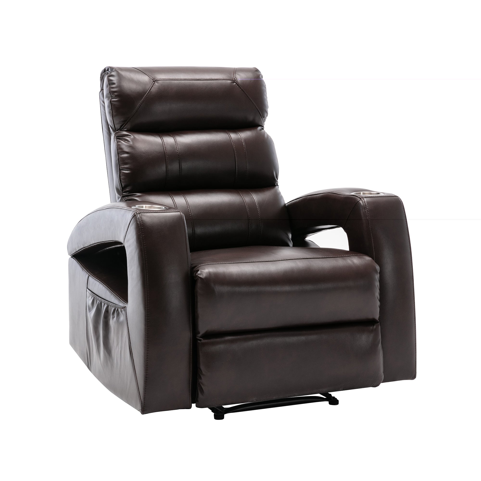Power Motion Recliner with USB Charge Port and Two Cup Holders -PU Leather Lounge chair-Boyel Living