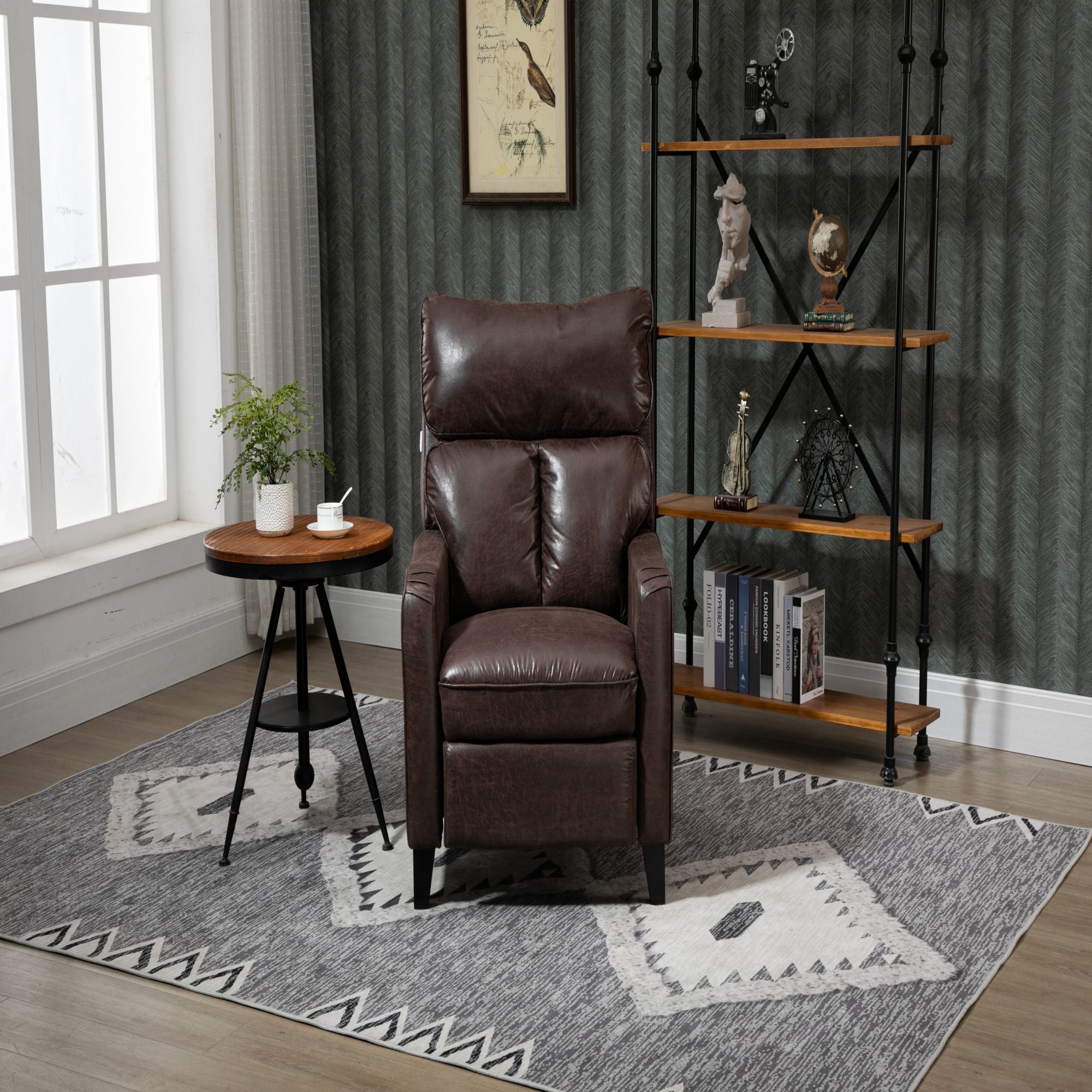 Microfiber Manual Glider Club Recliner, Light Grey/Light Brown/Dark Brown-Boyel Living
