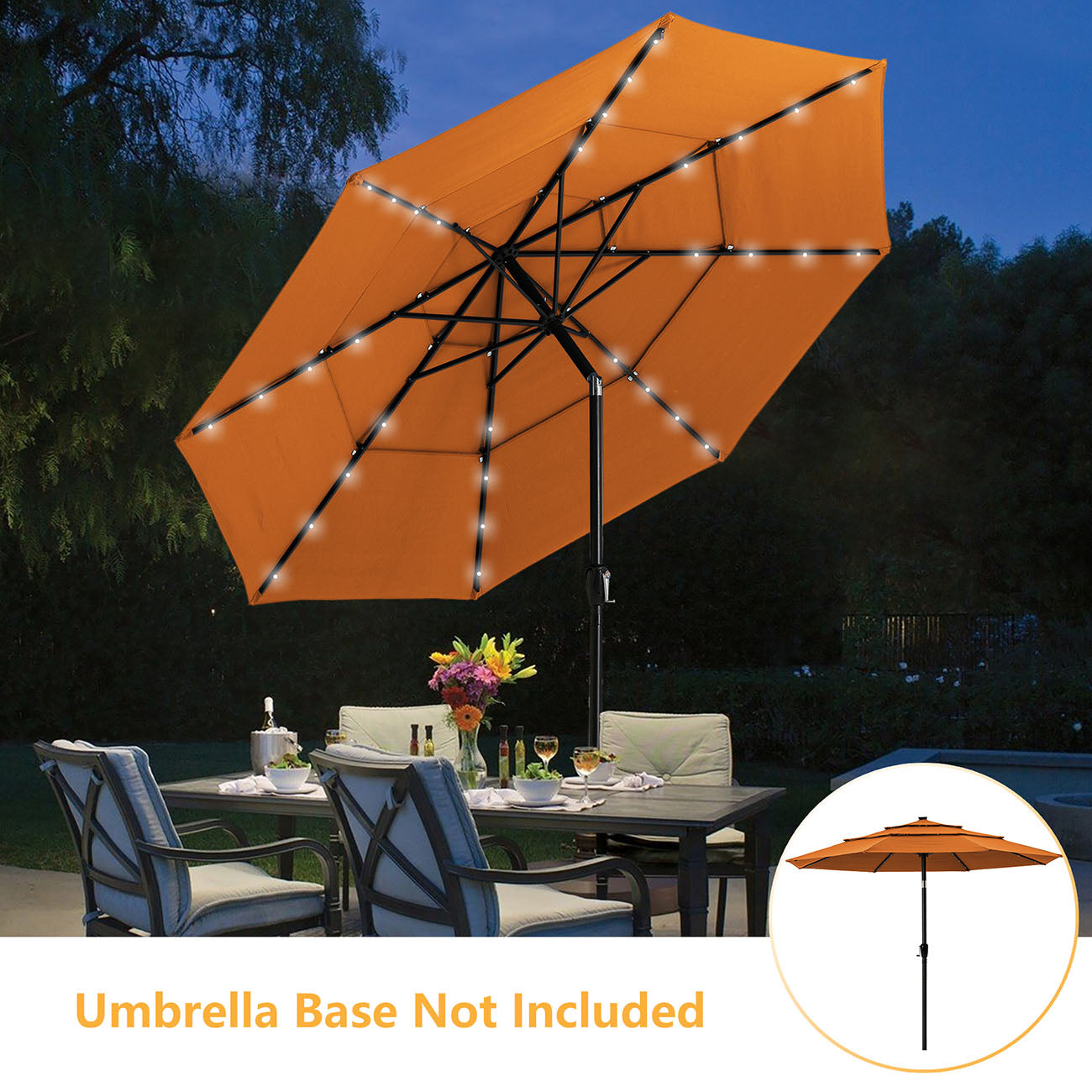 Boyel Living 11-Ft Market Patio Umbrella with LED (Orange)-Boyel Living
