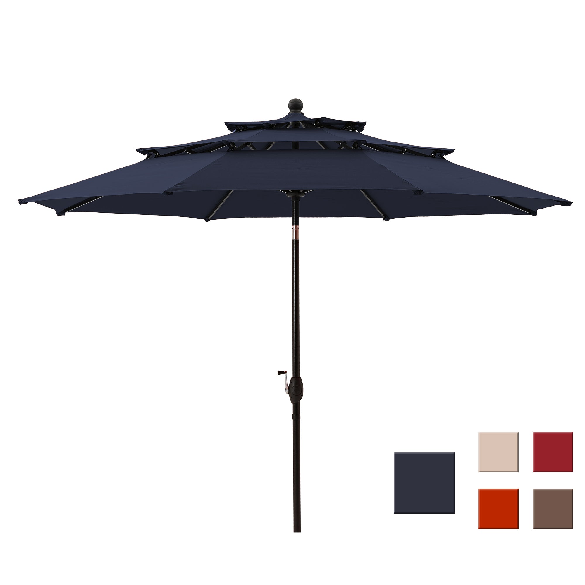 10-Ft Alu Triple Top Auto-Tilt Market  Patio Umbrella(Navy)-Boyel Living