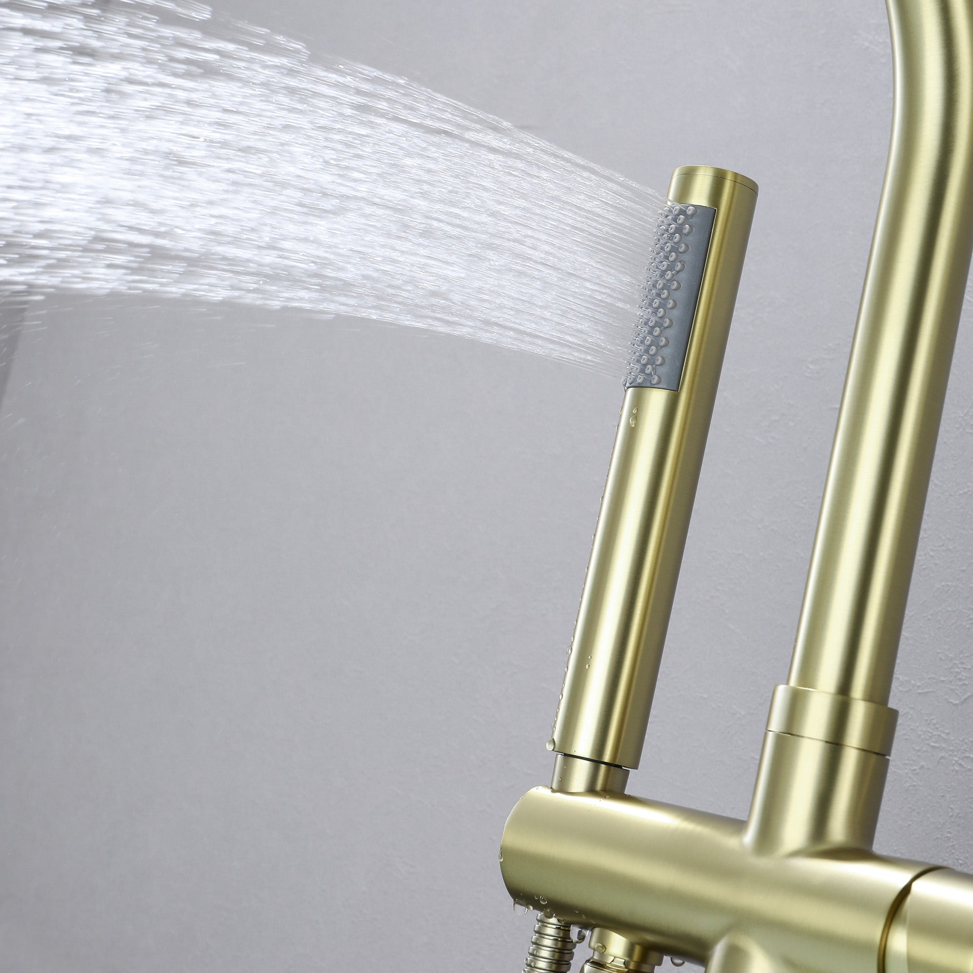 Boyel Living Freestanding Floor Mount 2-Handle Bath Tub Filler Faucet with Handheld Shower-Boyel Living