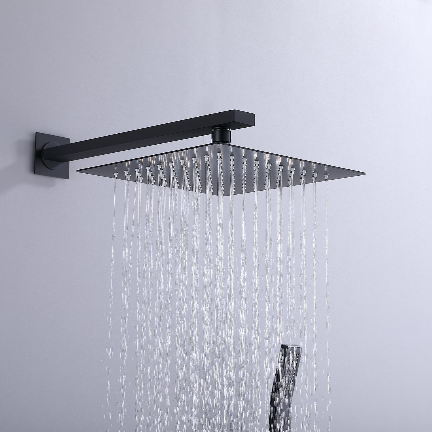 10 in. Complete Dual Shower Head System with Tub Spout and Rough-in Valve in Matte Black-Boyel Living