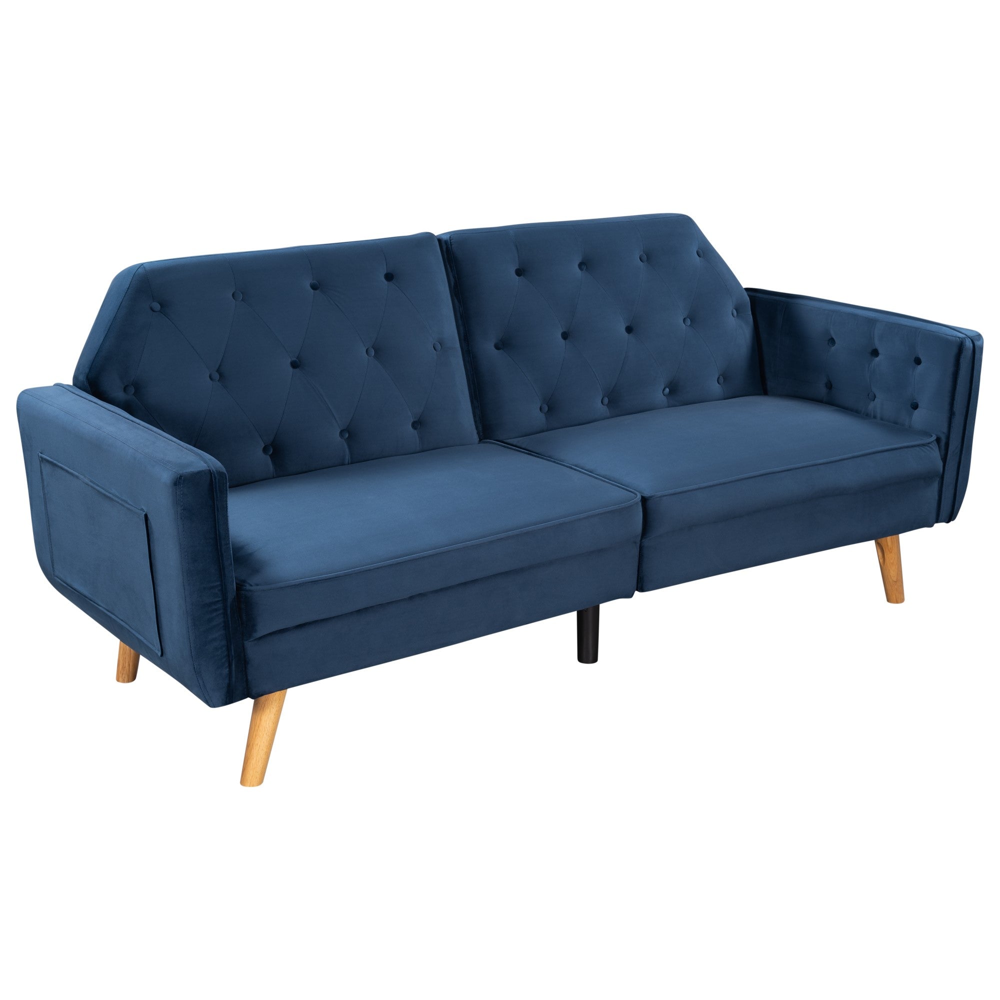 Velvet Upholstered Modern Convertible Folding Futon Sofa Bed-Boyel Living