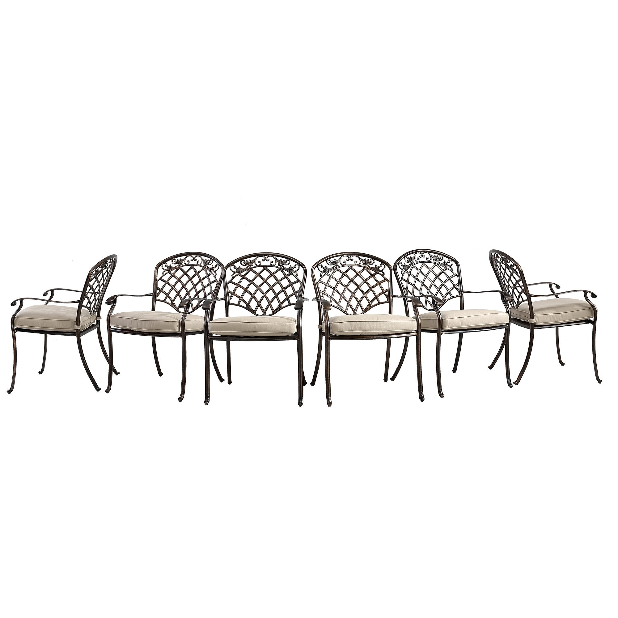 Set of 6  cast aluminum mesh-back dining chairs-Boyel Living