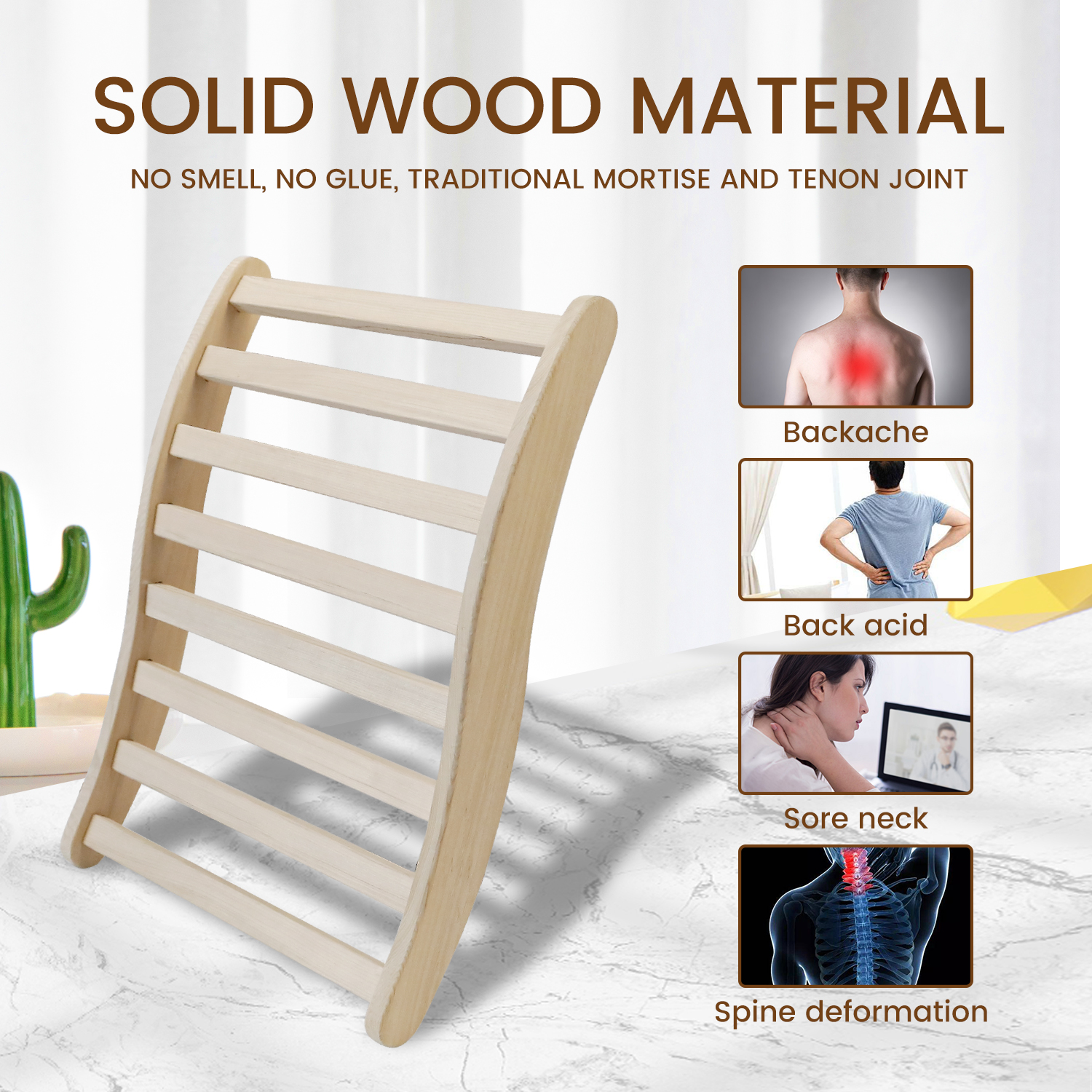 Sauna Backrest,S-Shape Canadian Natural Wood Hemlock Sauna Chair with Back, Non-Toxic Sauna Accessories Bench