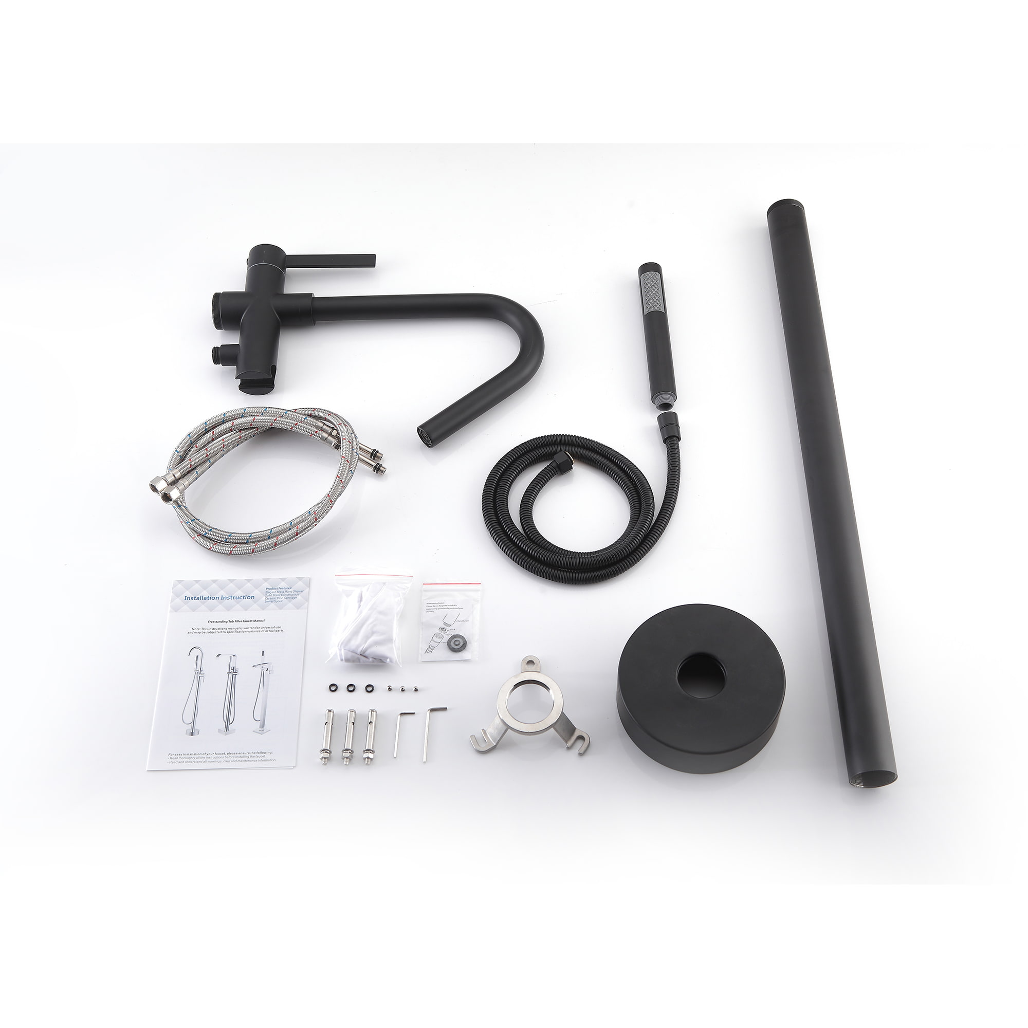 Single-Handle High-Arc Claw Foot Freestanding Tub Faucet with Shower in Matte Black-Boyel Living