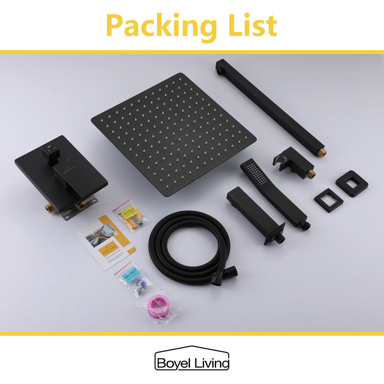 Boyel Living Wall Mounted Shower System with 12 in. Rainfall Shower Head, Handheld Shower and Tub Faucet-Boyel Living