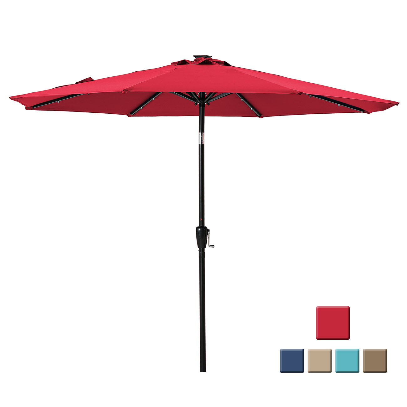 Boyel Living 9-ft Patio Umbrella with LED Lights (Red)-Boyel Living
