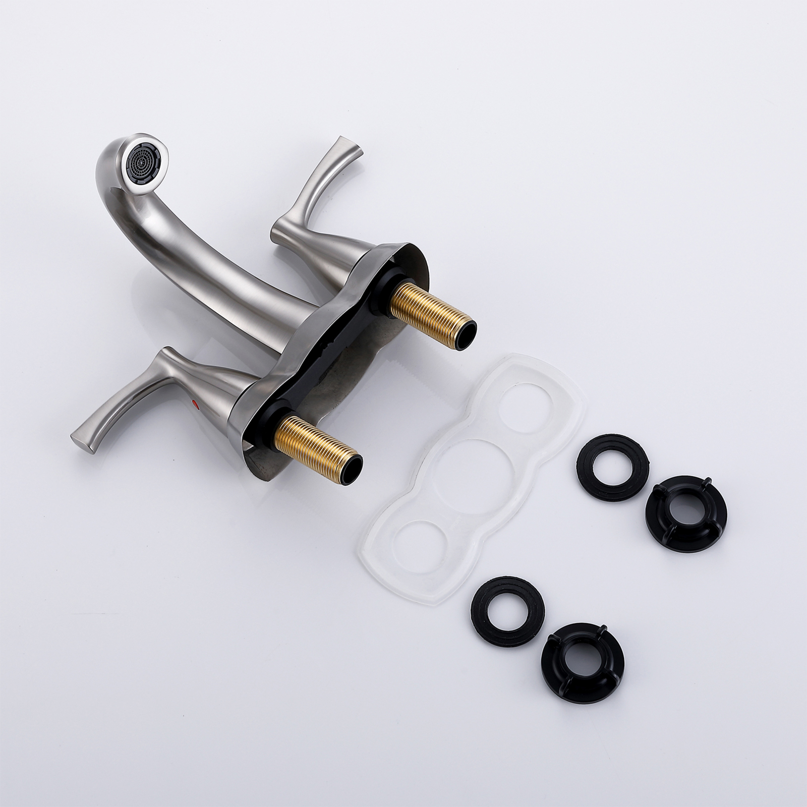 2 Handle 4 Inch Centerset Bathroom Sink Faucet with Pop-Up Drain, Brushed Gold /Brushed Nickel/Matte Black