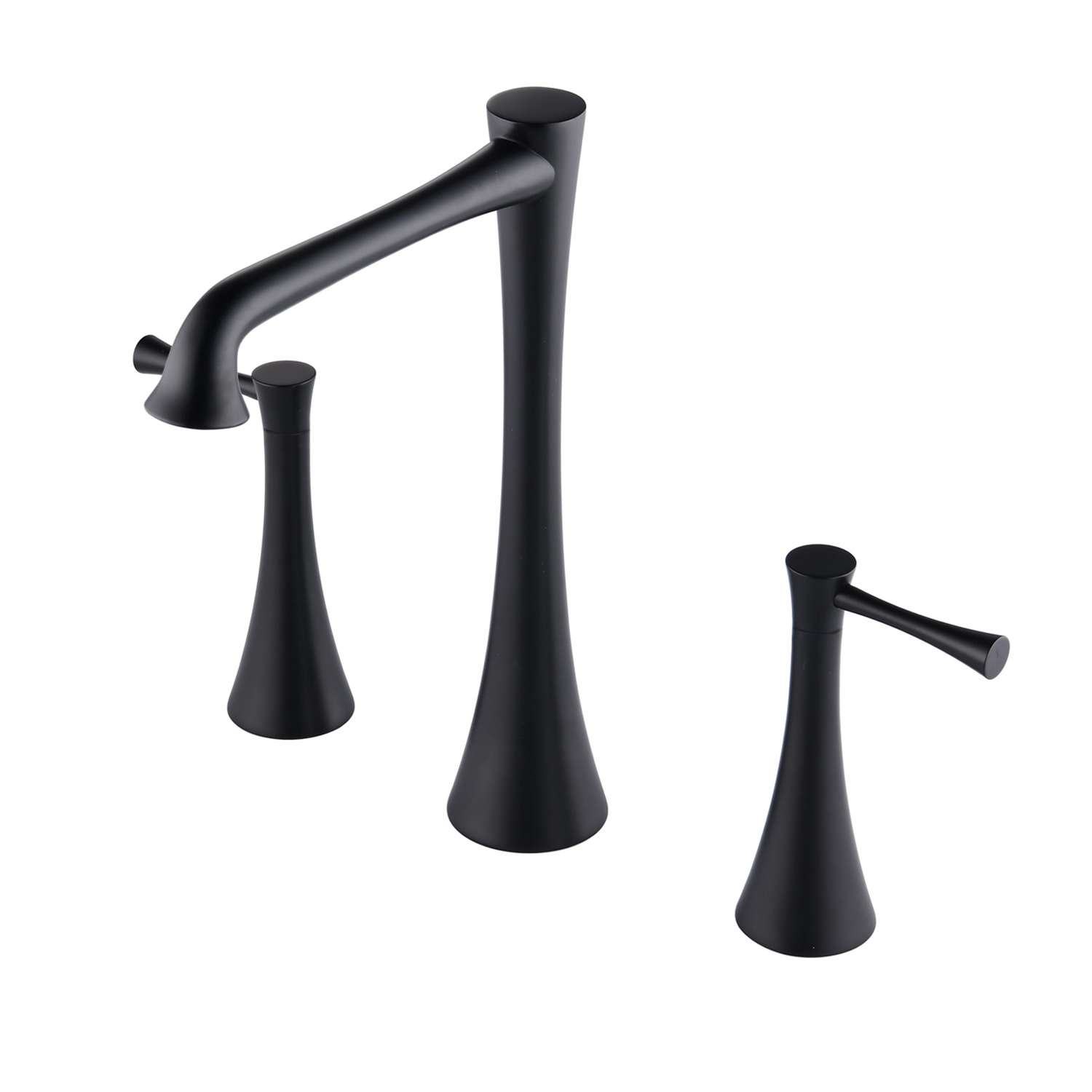 Widespread 2 Handles Bathroom Faucet with Drain Assembly, Gold/ Matte Black 
