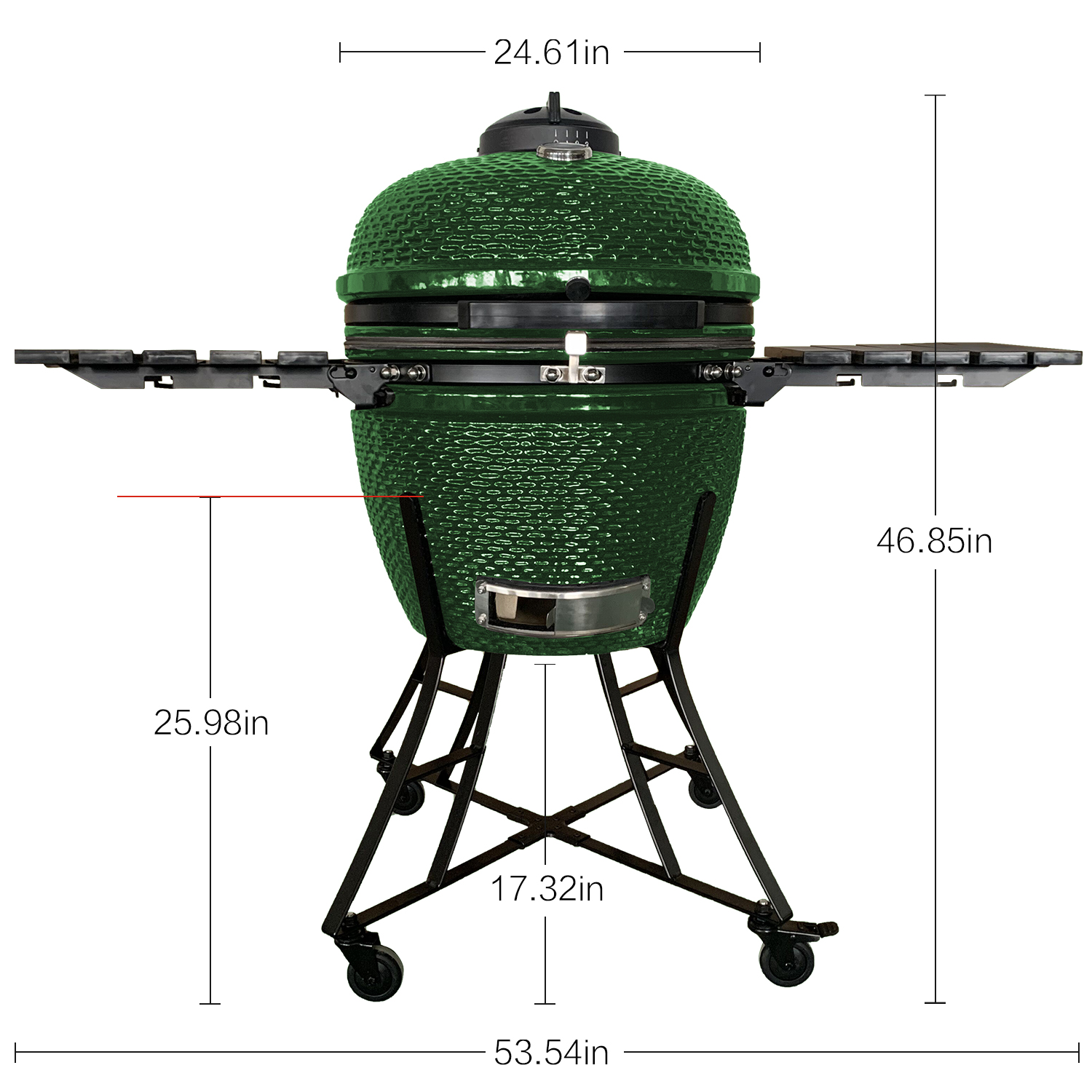 TOOPO 24inch Barbecue Charcoal Grill, Ceramic Kamado Grill with Side Table, Suitable for Camping and Picnic,GREEN-Boyel Living