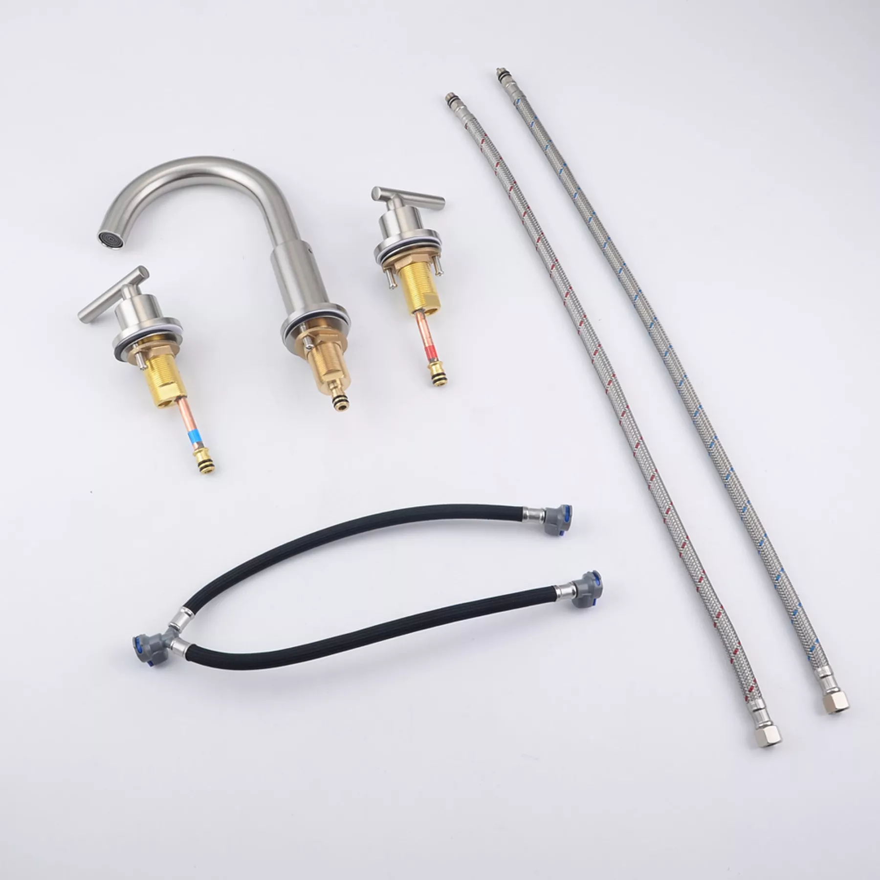 Boyel Living Widespread 2-Handle Bathroom Sink Faucet with Valve and Drain Assembly in Brushed Gold 8 In.-Boyel Living