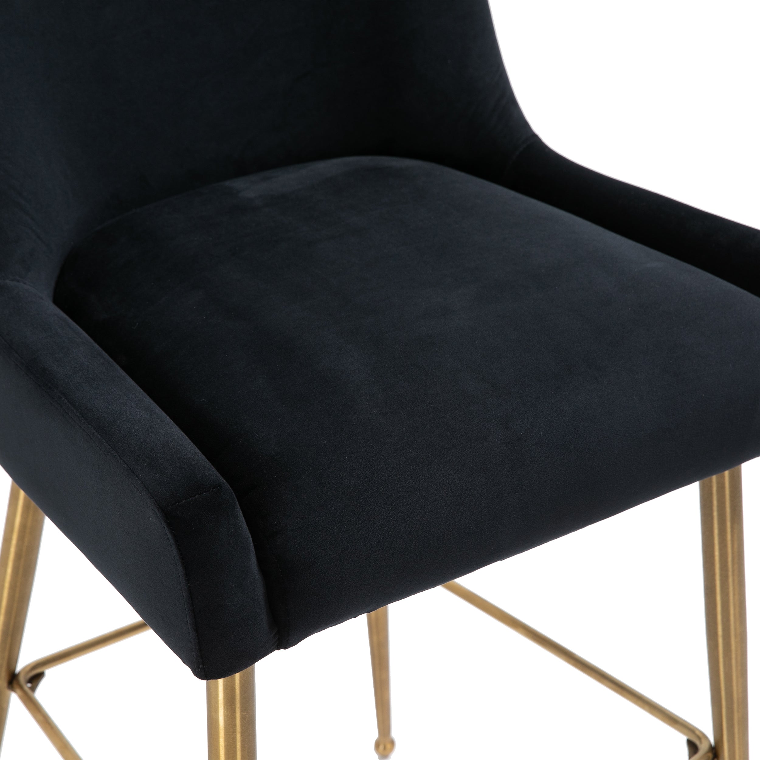 Counter & Bar Stool with Back, Golden Brushed Legs (Set of 2)-Boyel Living