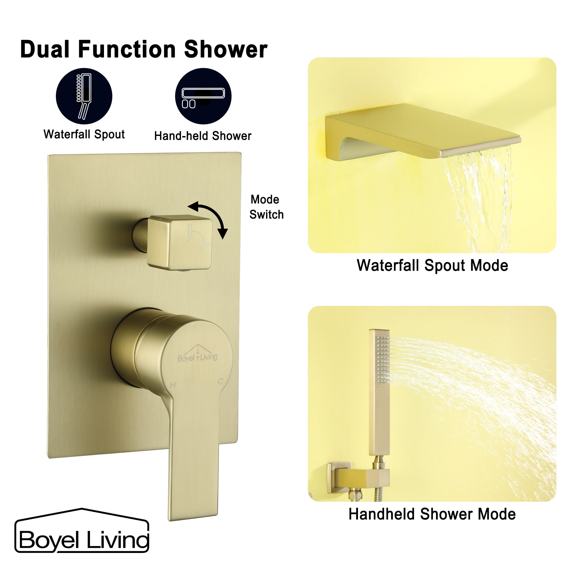 Single-Handle Wall Mounted Roman Bathtub Faucet with Hand Shower-Boyel Living