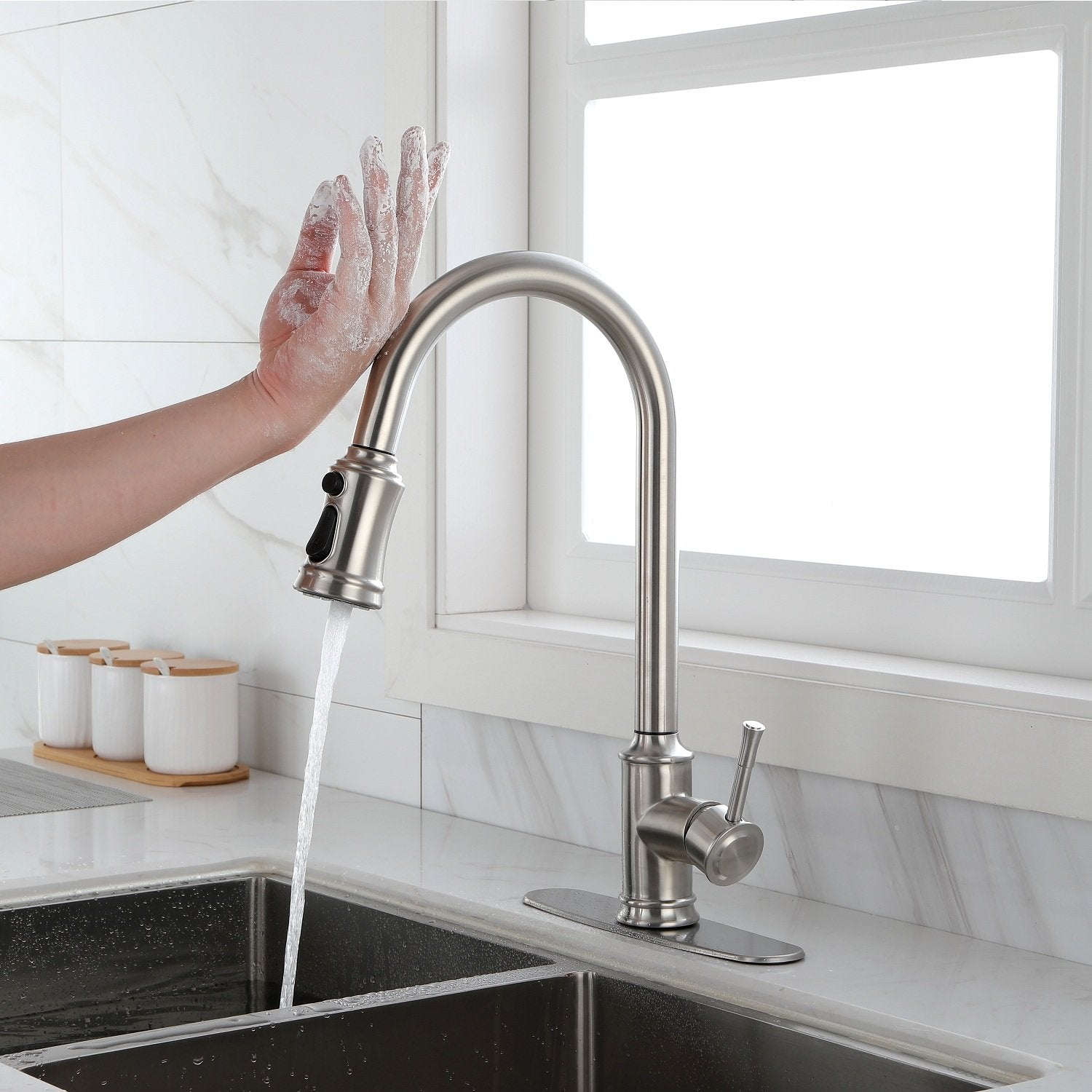 Touch Kitchen Faucet with Pull Down Sprayer-Boyel Living