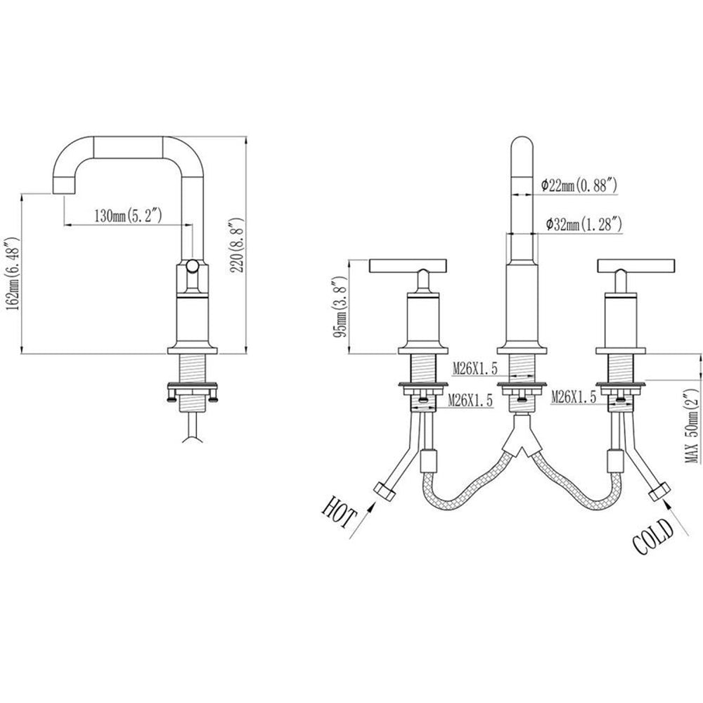 Matte Black Widespread Bathroom Sink Faucet with With CUPC Water Supply Hose and Cartridge-Boyel Living