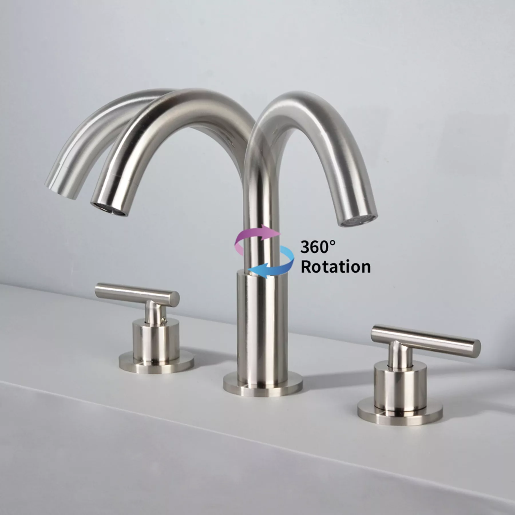 Boyel Living Widespread 2-Handle Bathroom Sink Faucet with Valve and Drain Assembly in Brushed Gold 8 In.-Boyel Living