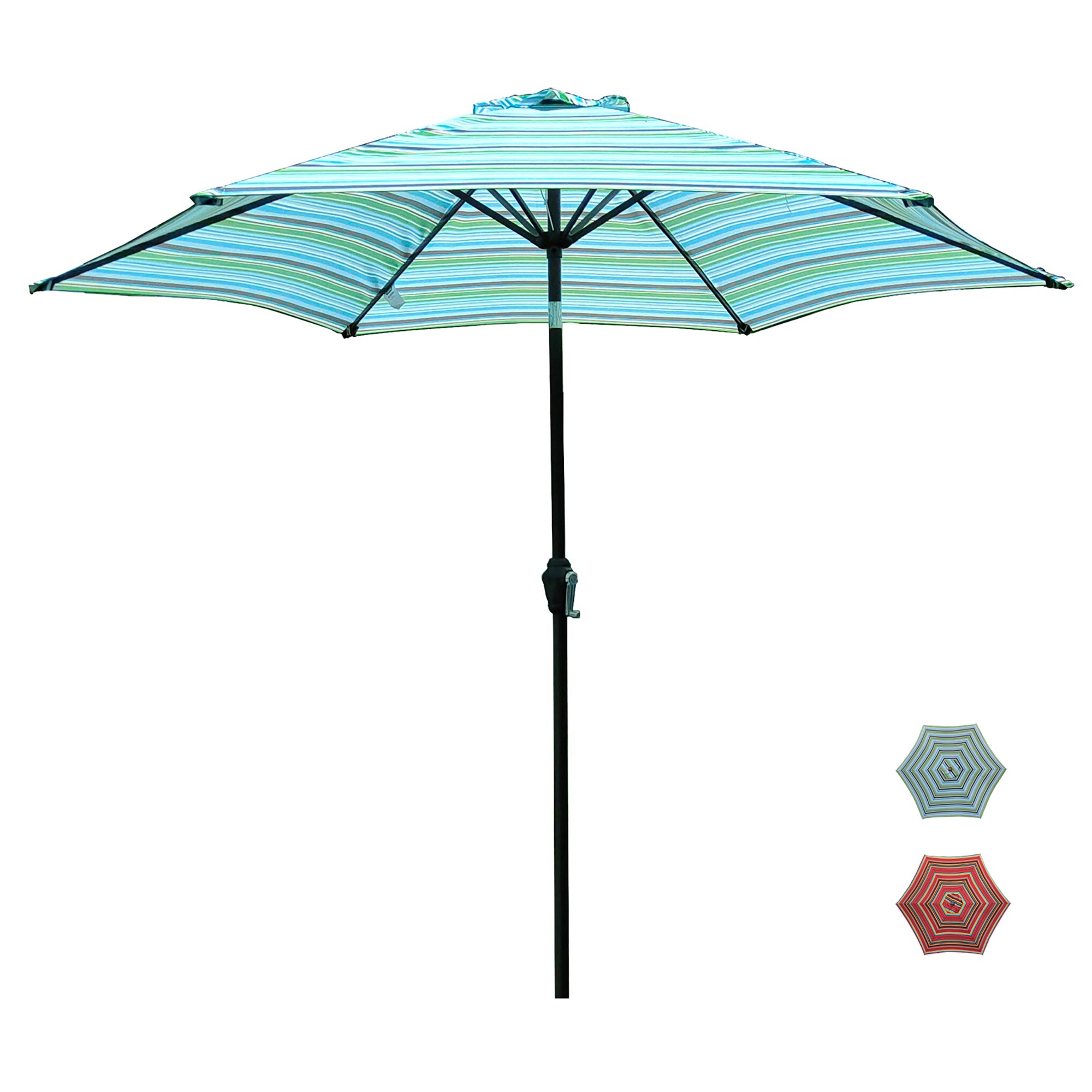 Outdoor Patio 9-Feet Market Table Umbrella with Push Button Tilt and Crank, Blue Stripes-Boyel Living