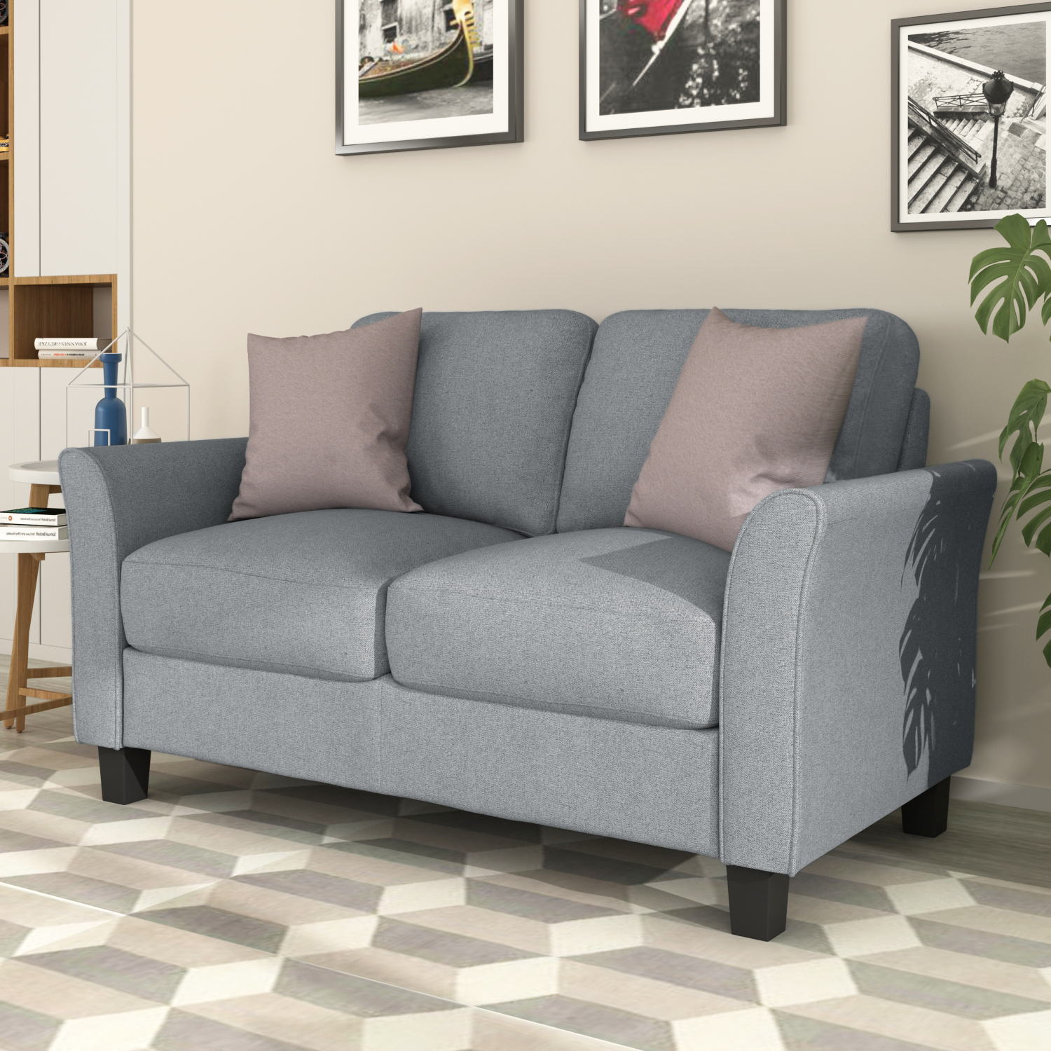 Living Room Furniture Love Seat Sofa Double Seat Sofa (Loveseat Chair)(Gray)-Boyel Living
