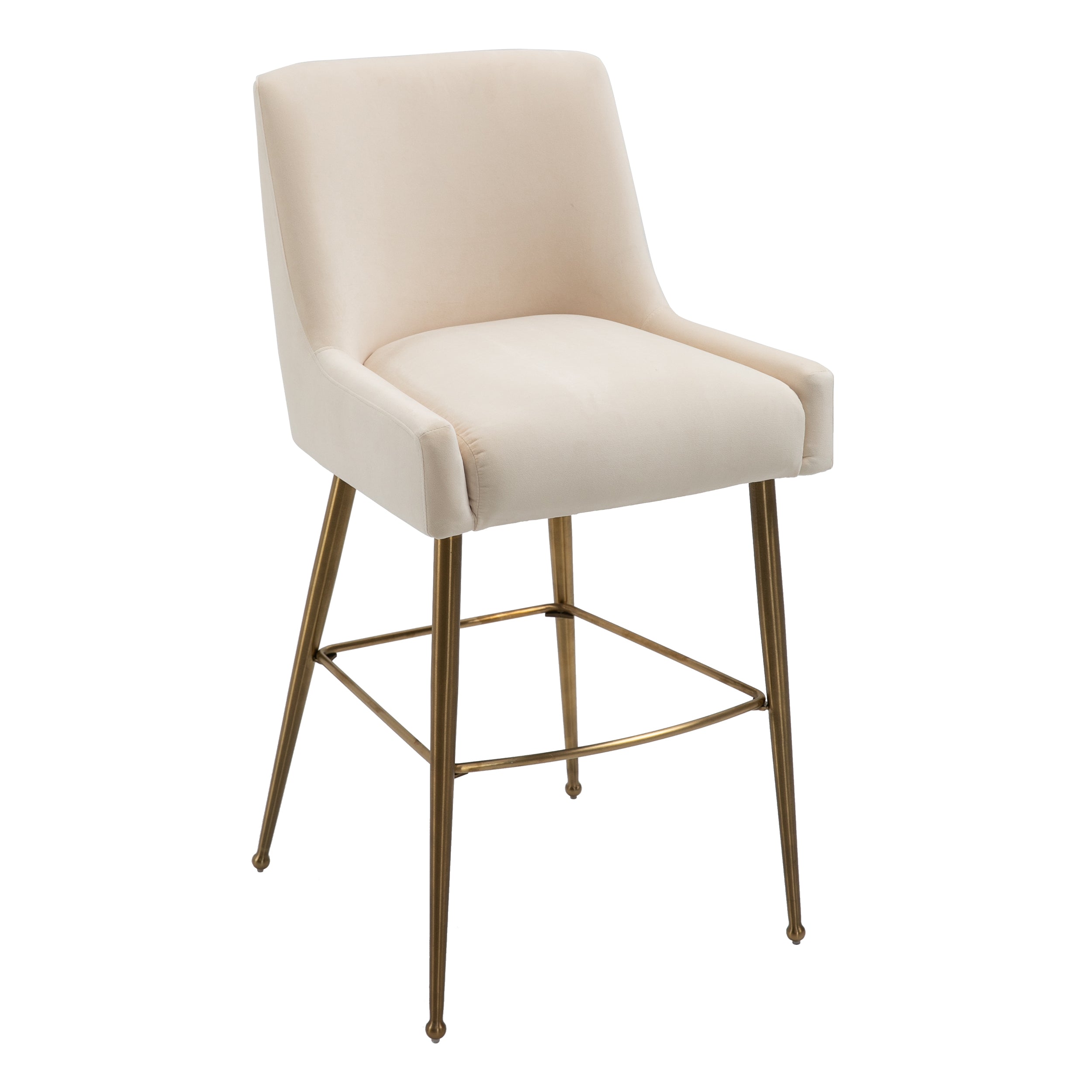 Counter & Bar Stool with Back, Golden Brushed Legs (Set of 2)-Boyel Living