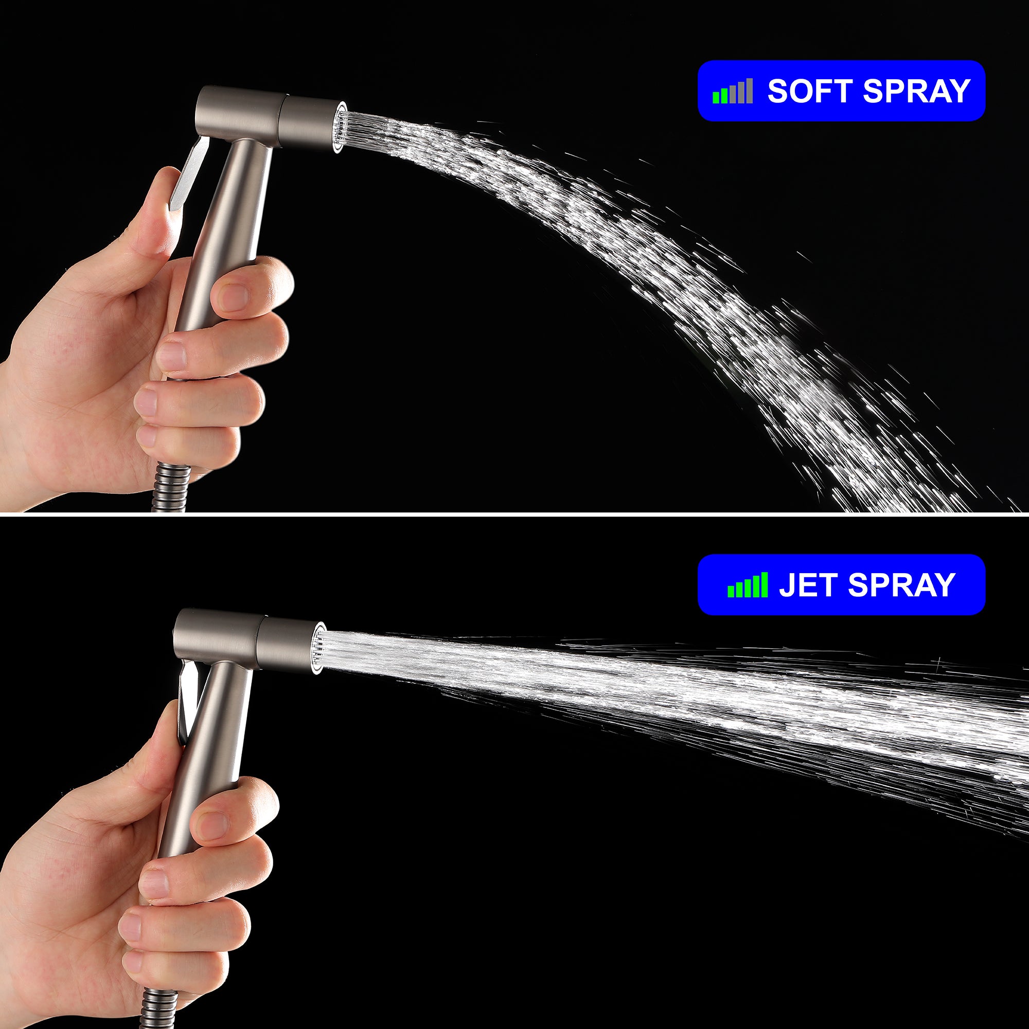 Boyel Living Single-Handle Bidet Faucet with Sprayer Holder, Solid Brass T-Valve Adapter and Flexible Bidet Hose in Gun Grey-Boyel Living