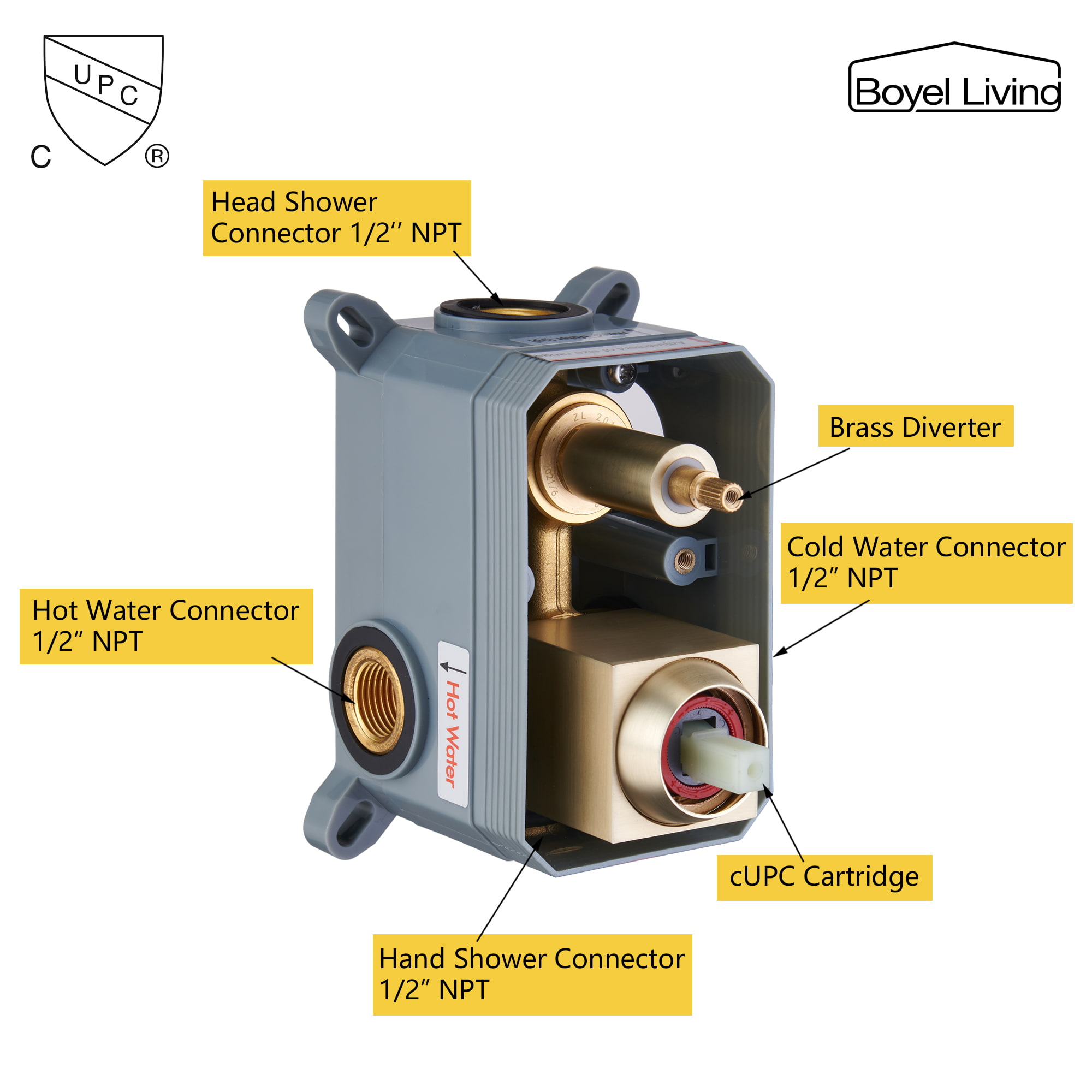 Boyel Living 10 in. Wall Mount High Pressure Shower System with Slide Bar and Handheld Shower in Brushed Gold-Boyel Living